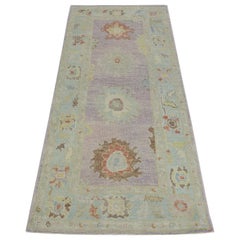 Tapis oriental noué à la main turc Oushak 3'1" x 6'11" n°656