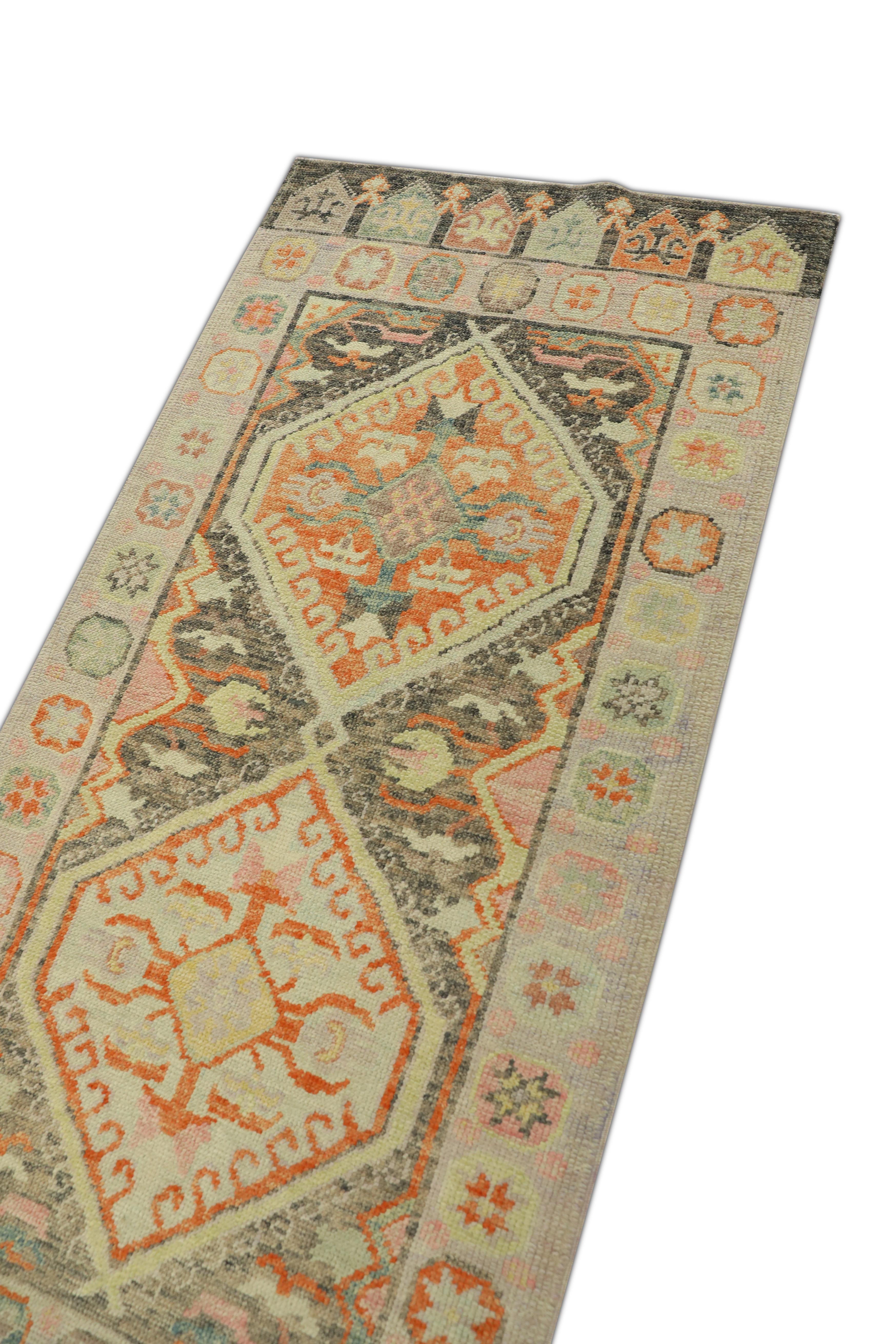 Contemporary Oushak Rug Oriental Hand Knotted Turkish Oushak 3'1 x 6'6