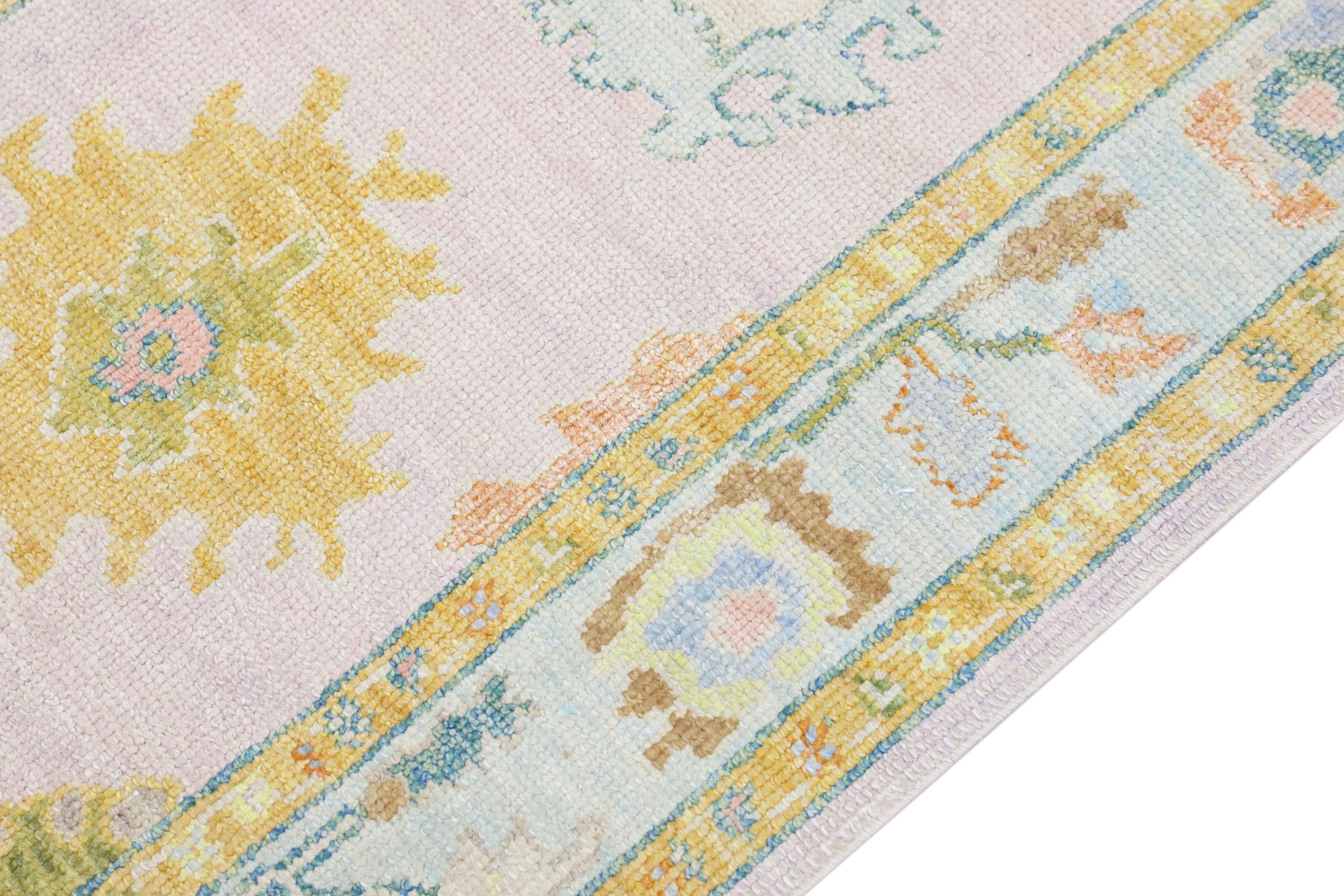 Hand-Knotted Oushak Rug Oriental Hand Knotted Turkish Oushak 3'1
