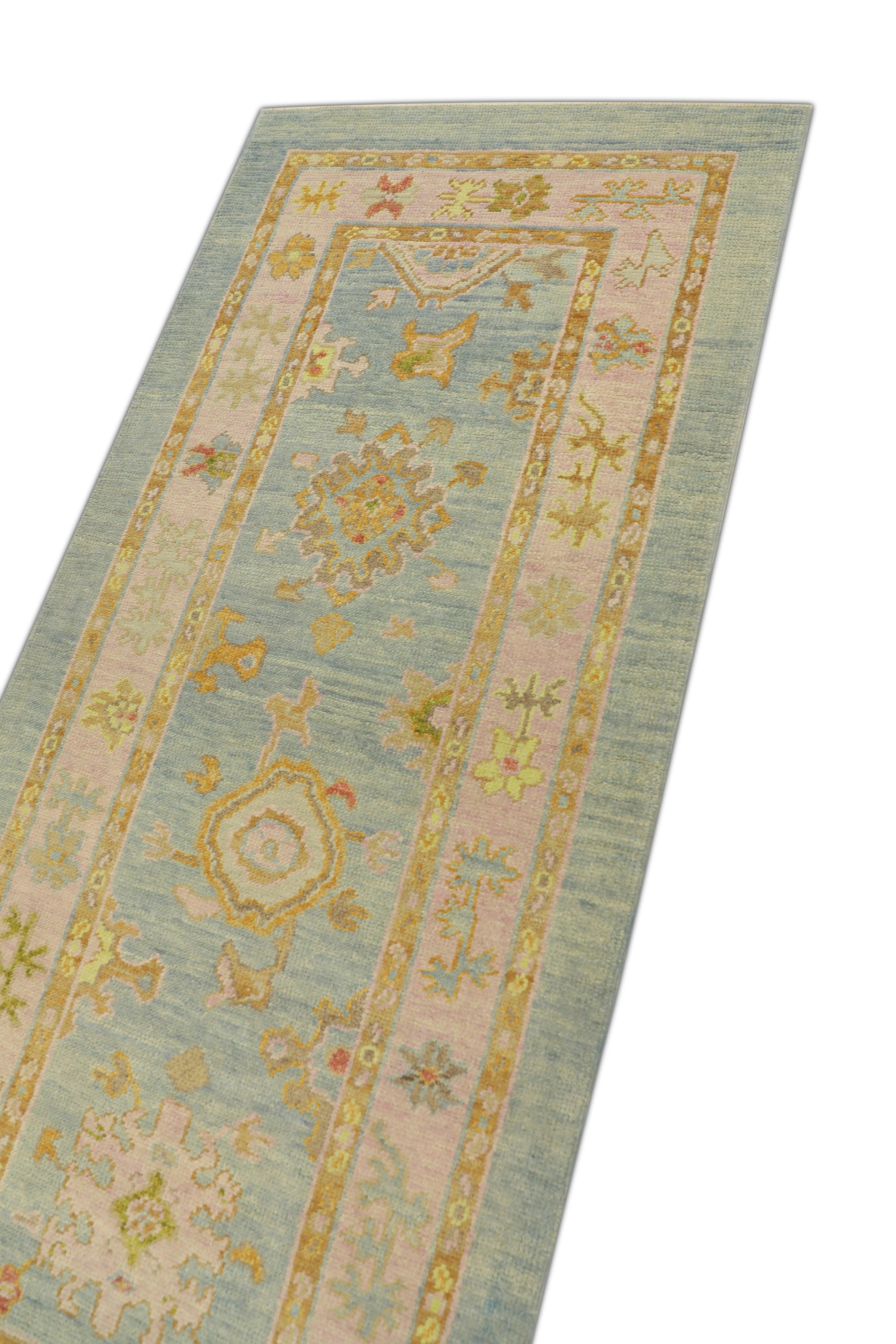 Hand-Knotted Oushak Rug Oriental Hand Knotted Turkish Oushak 3'1