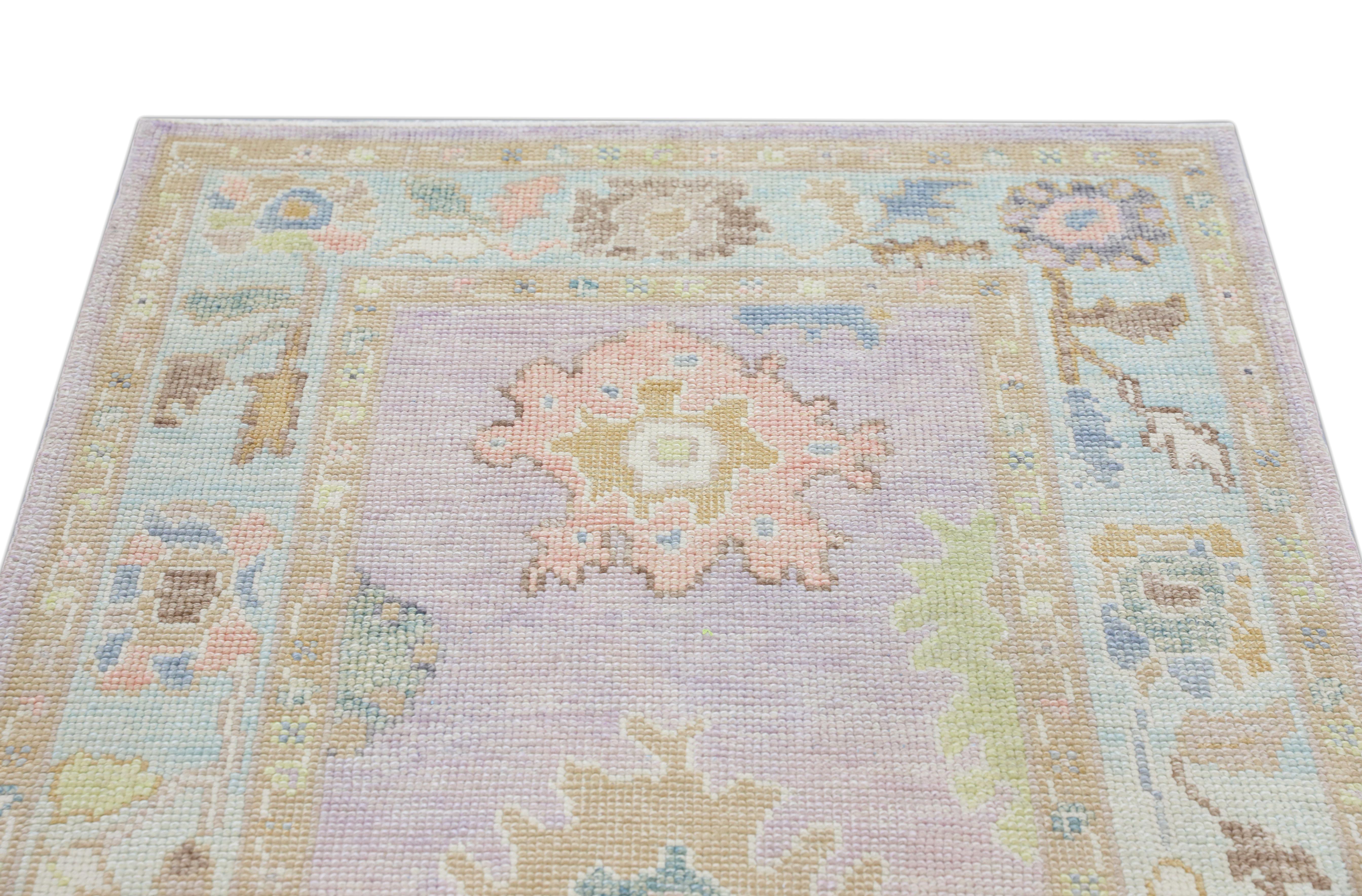 Tapis oriental noué à la main turc Oushak 3'1