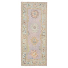 Tapis oriental noué à la main turc Oushak 3'1" x 7'1" n°4391