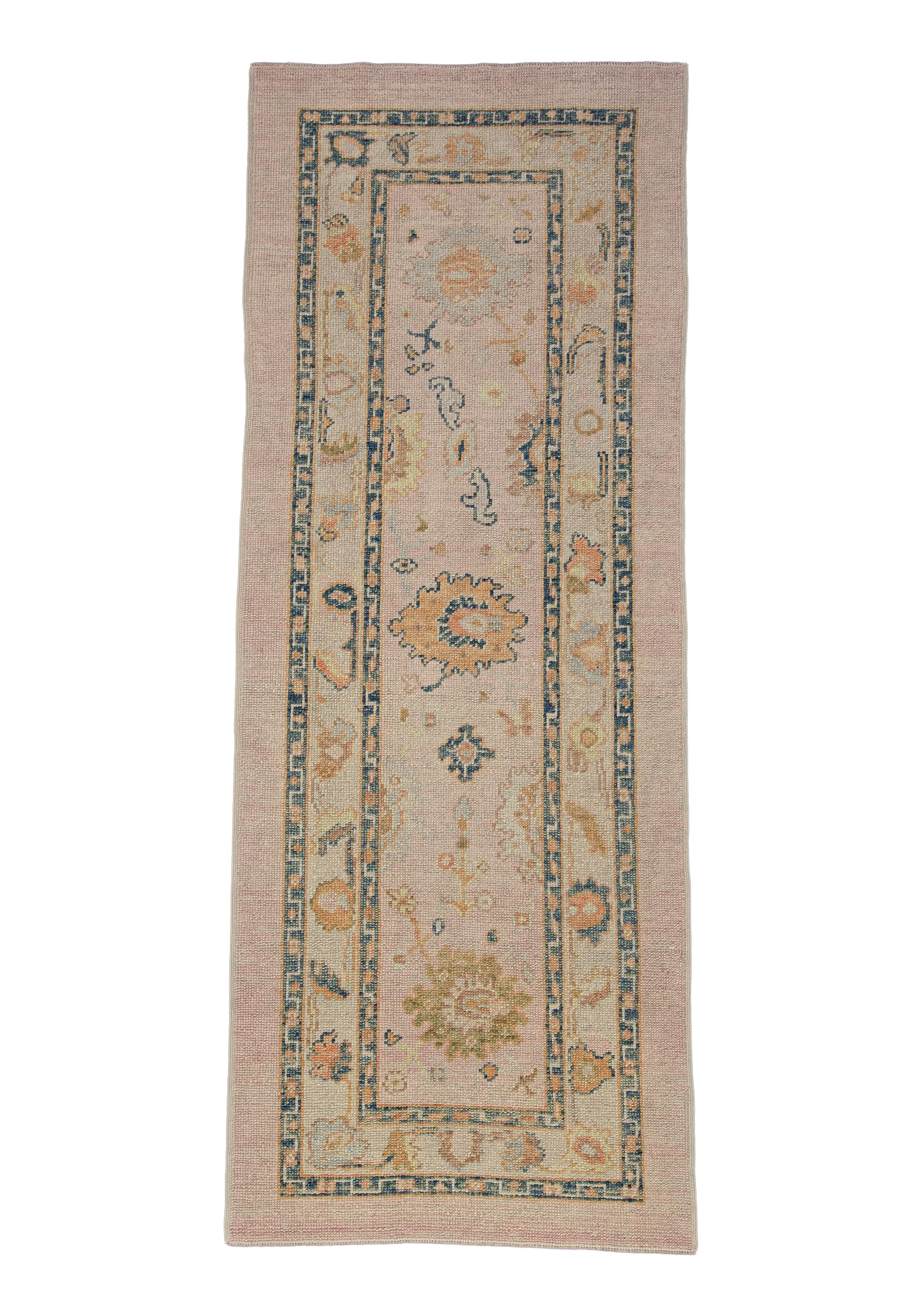 Alfombra Oushak Oriental Anudada a Mano Turca Oushak 3'1" x 8' #2185