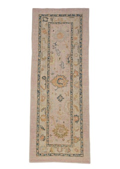 Tapis oriental noué à la main turc Oushak 3'1" x 8' #2185