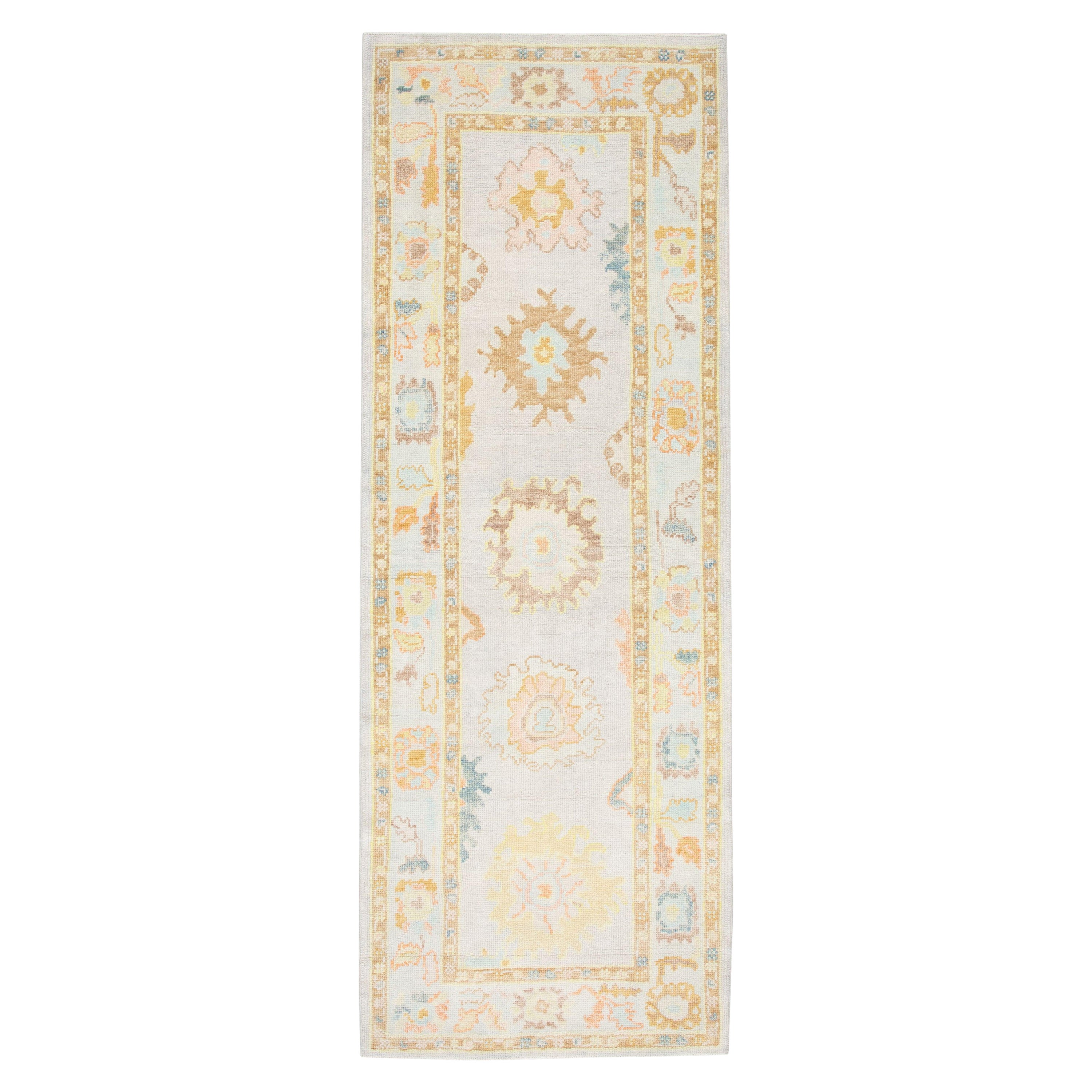 Oushak-Teppich Orientalischer handgeknüpfter türkischer Oushak 3'1" x 8'4" #2523 im Angebot