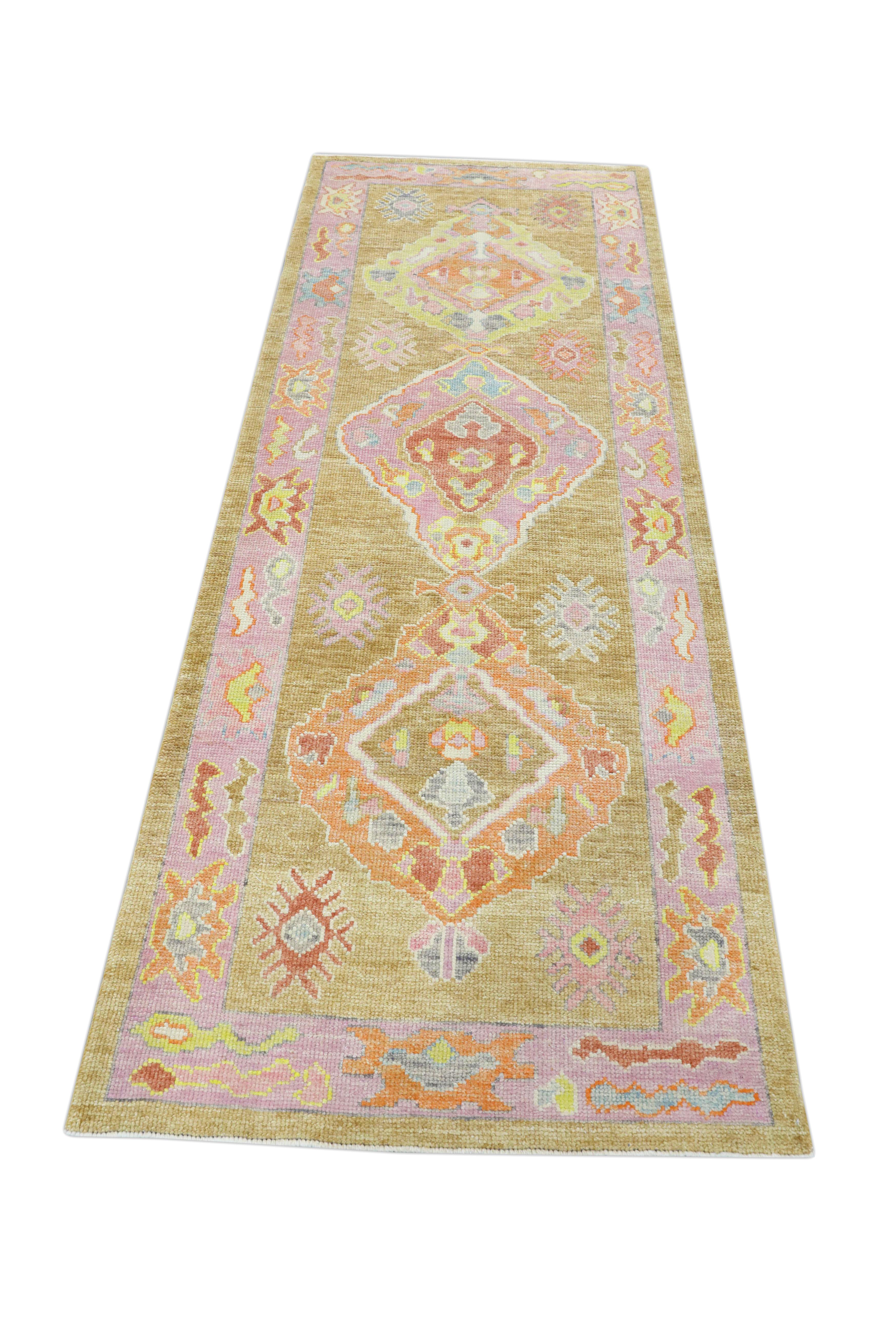 Contemporary Oushak Rug Oriental Hand Knotted Turkish Oushak 3'1