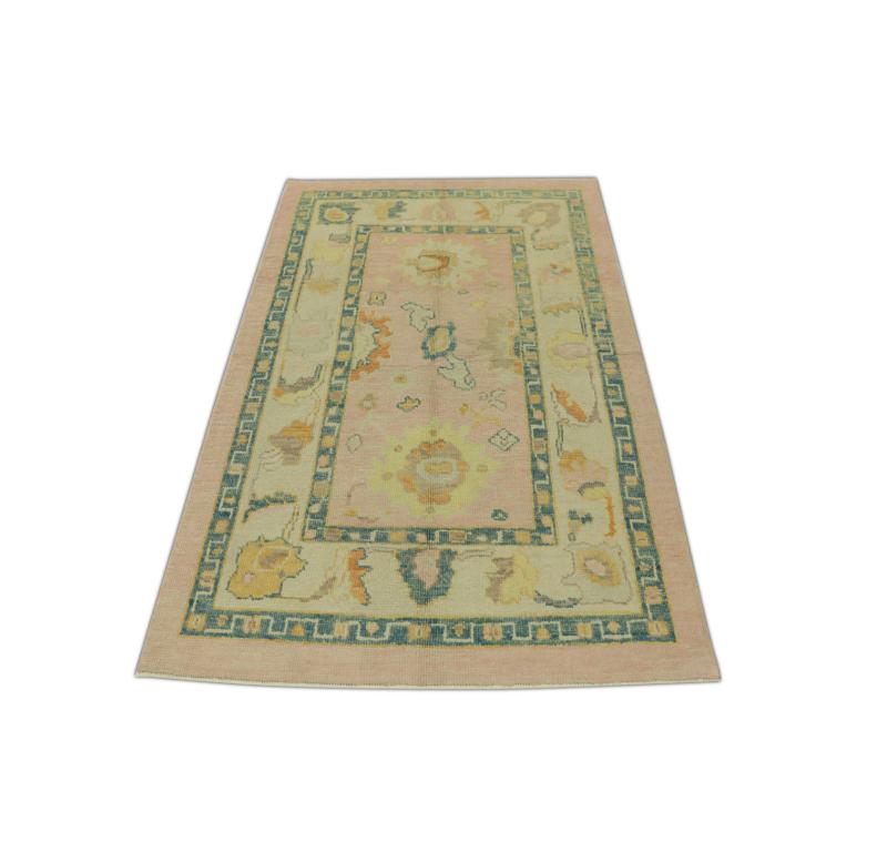 Oushak Rug Oriental Hand Knotted Turkish Oushak 3'10