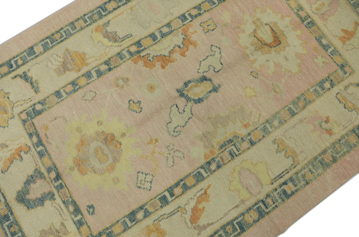 Oushak Rug Oriental Hand Knotted Turkish Oushak 3'10