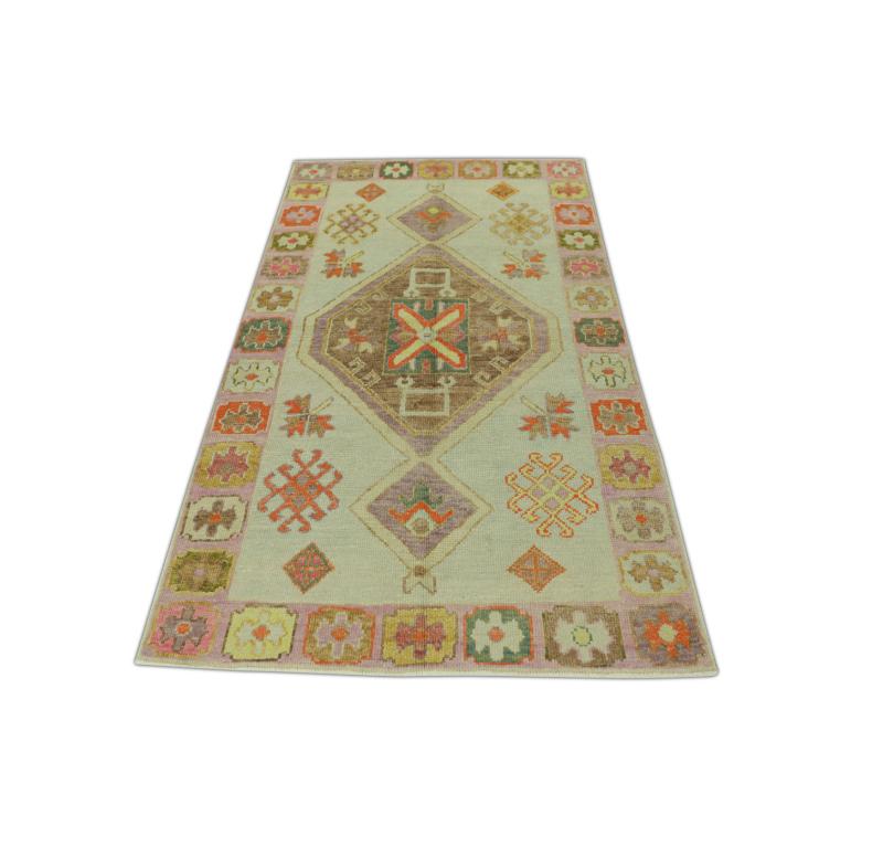 Oushak Rug Oriental Hand Knotted Turkish Oushak 3'10