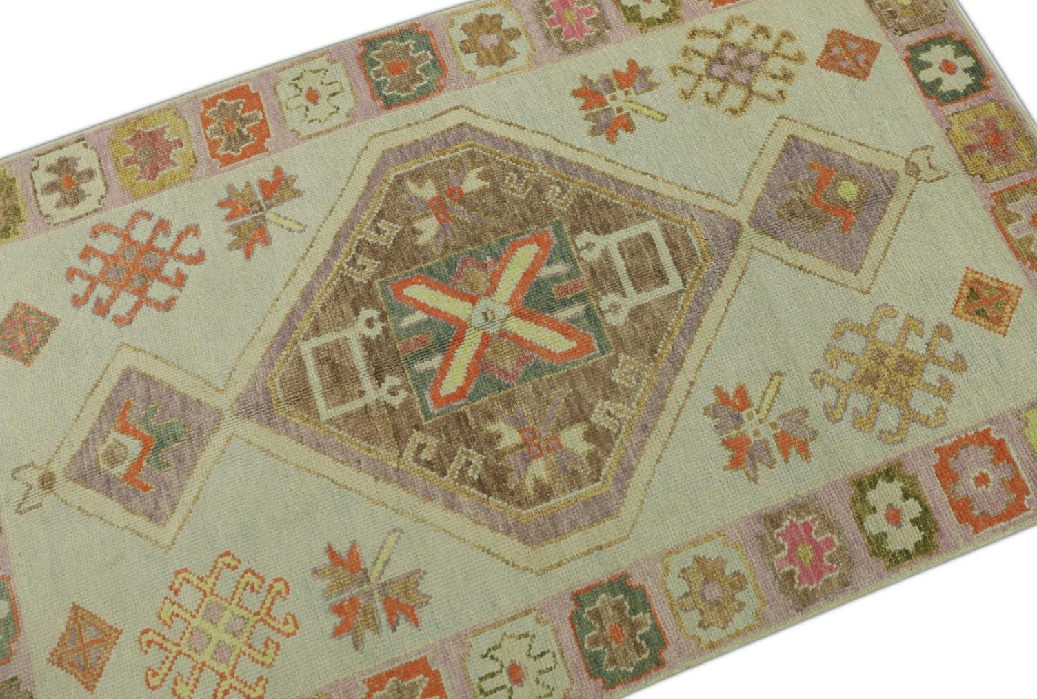Oushak Rug Oriental Hand Knotted Turkish Oushak 3'10