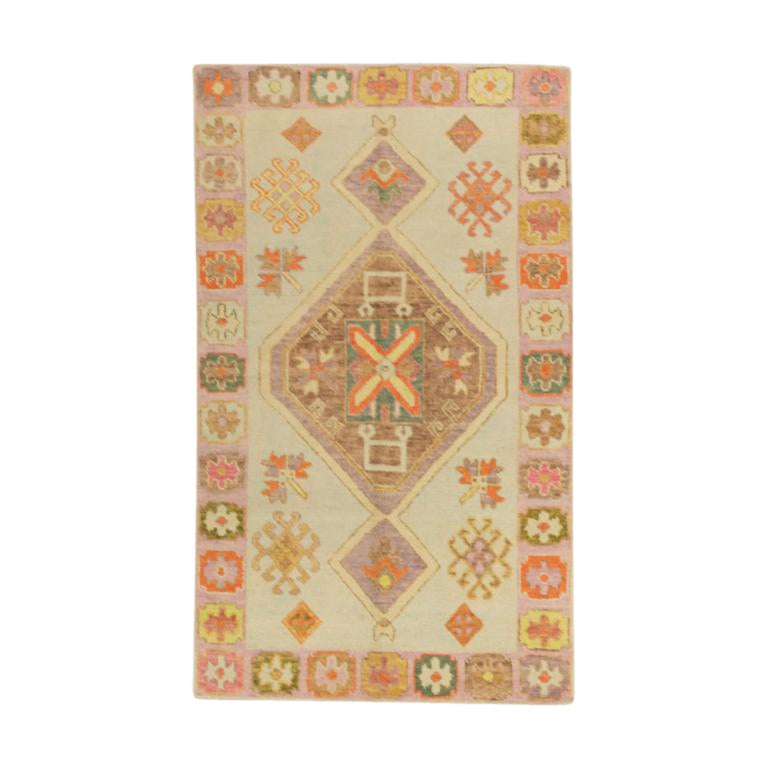 Oushak Rug Oriental Hand Knotted Turkish Oushak 3'10" x 6'5" #322 For Sale