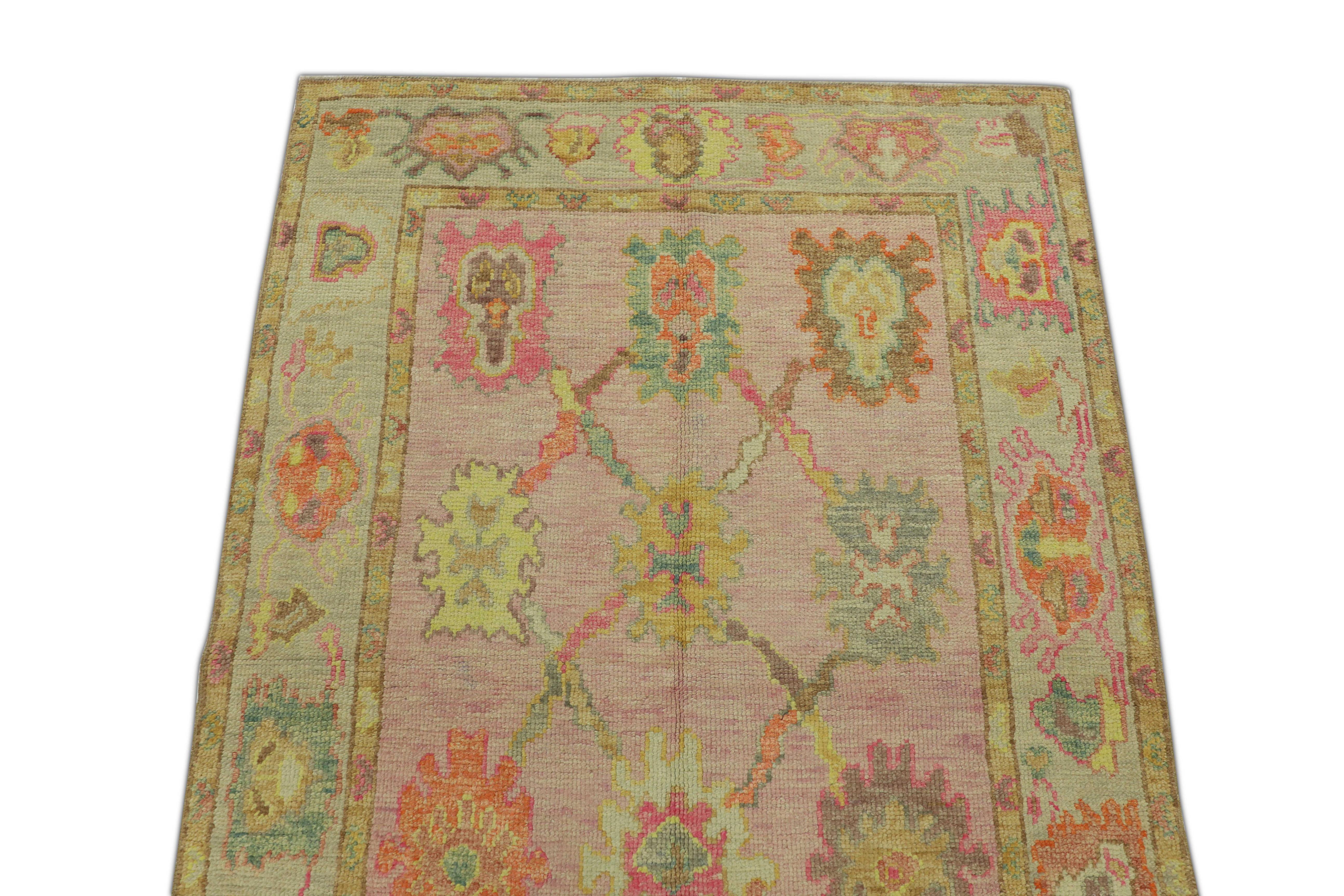 Oushak Rug Oriental Hand Knotted Turkish Oushak 3'11