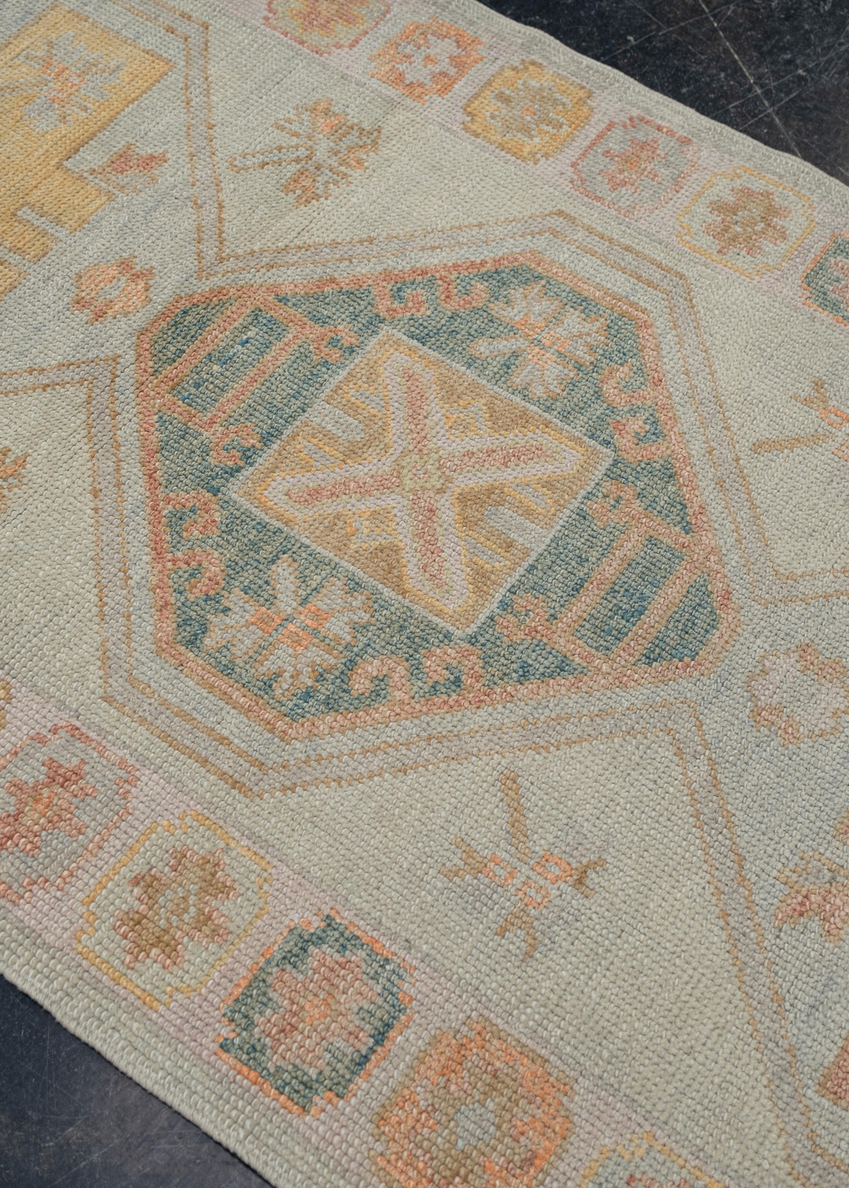 Oushak Rug Oriental Hand Knotted Turkish Oushak 3'2