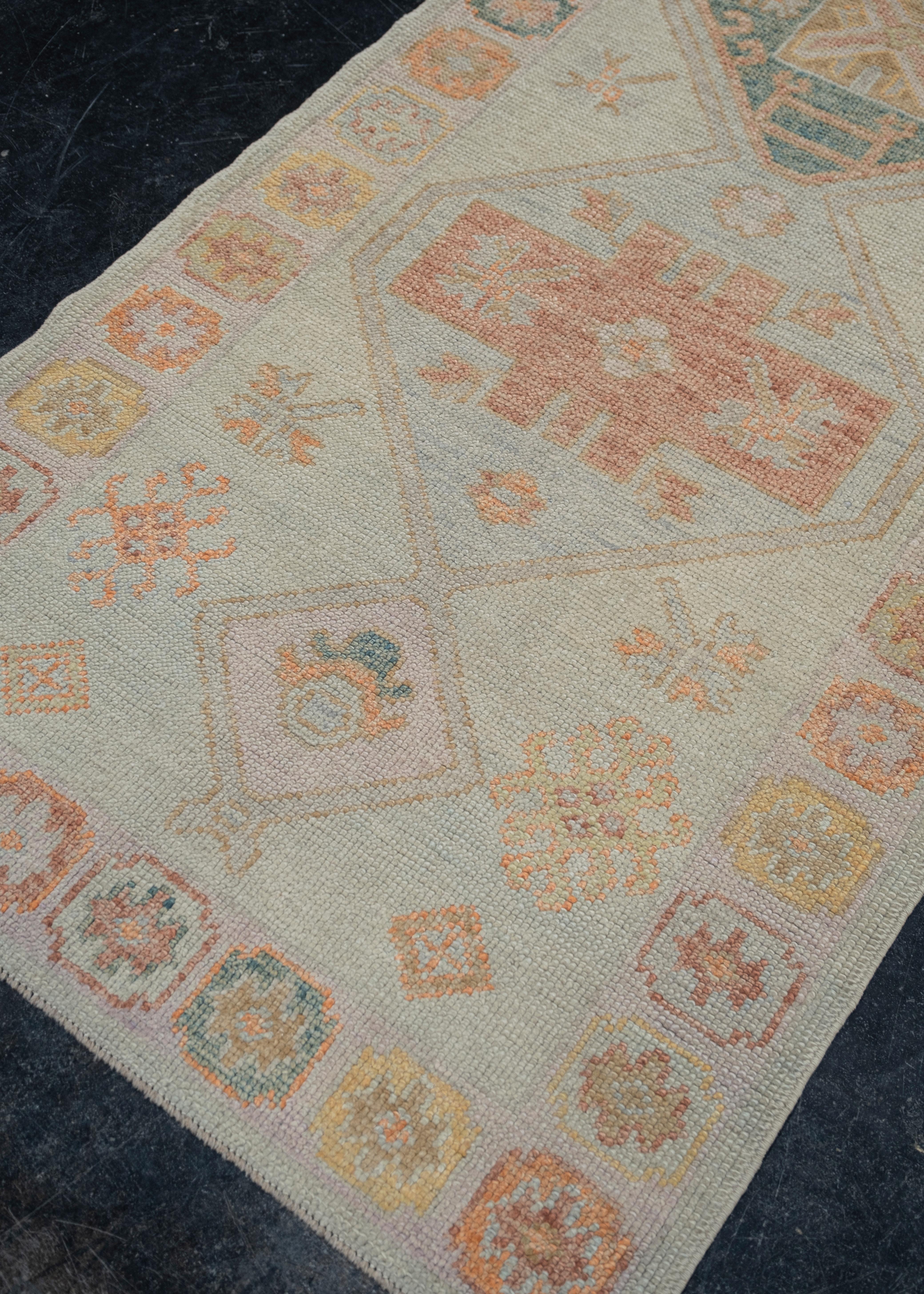 Contemporary Oushak Rug Oriental Hand Knotted Turkish Oushak 3'2