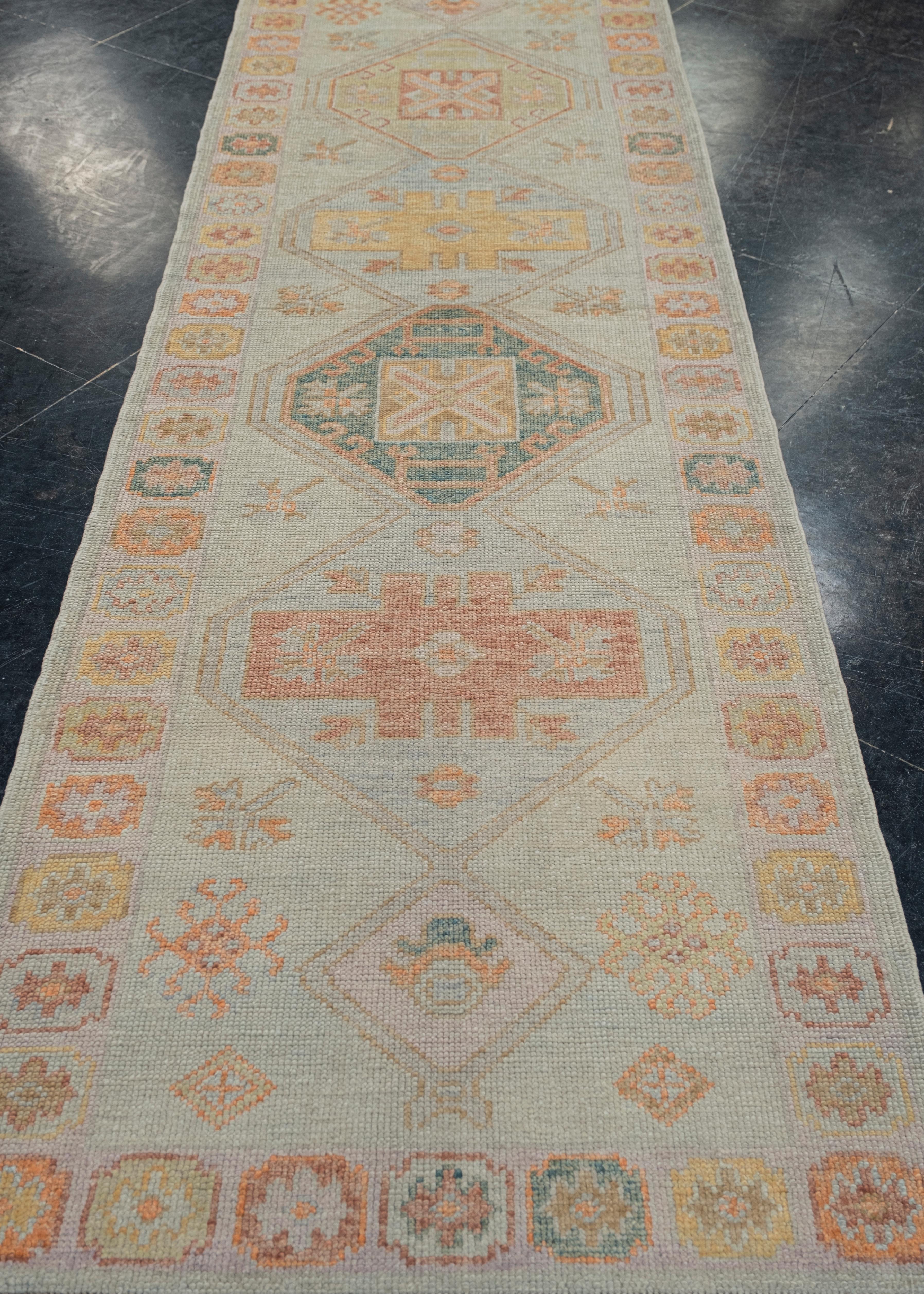Wool Oushak Rug Oriental Hand Knotted Turkish Oushak 3'2
