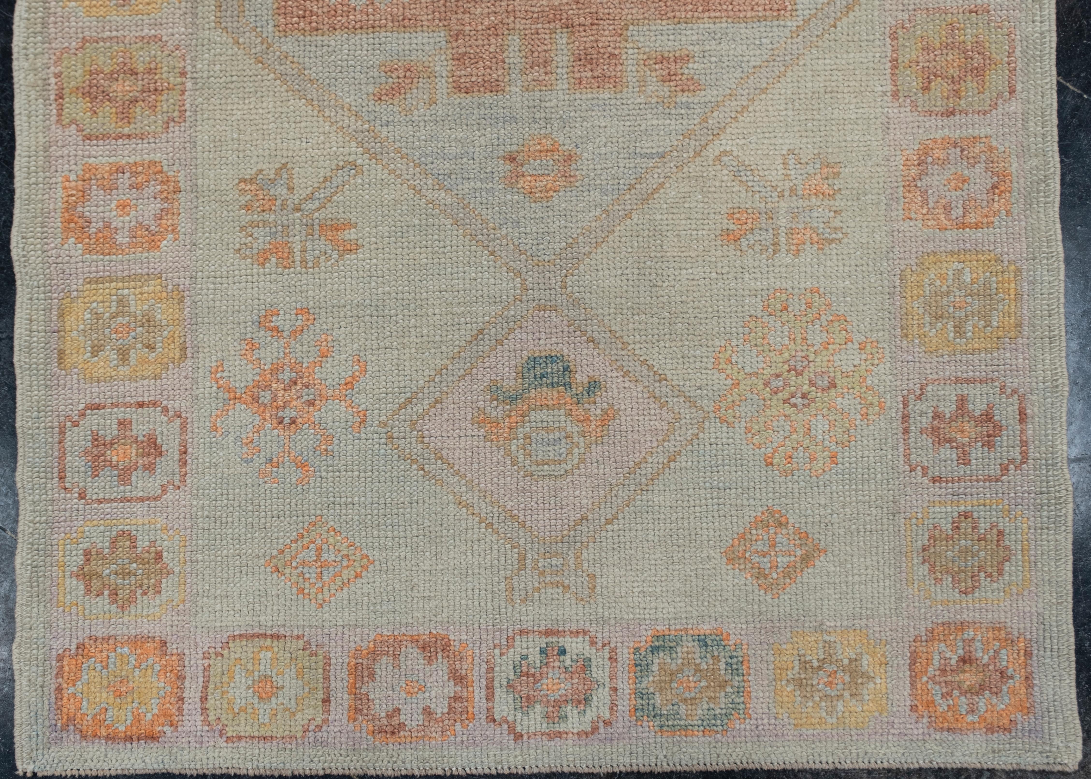 Oushak Rug Oriental Hand Knotted Turkish Oushak 3'2