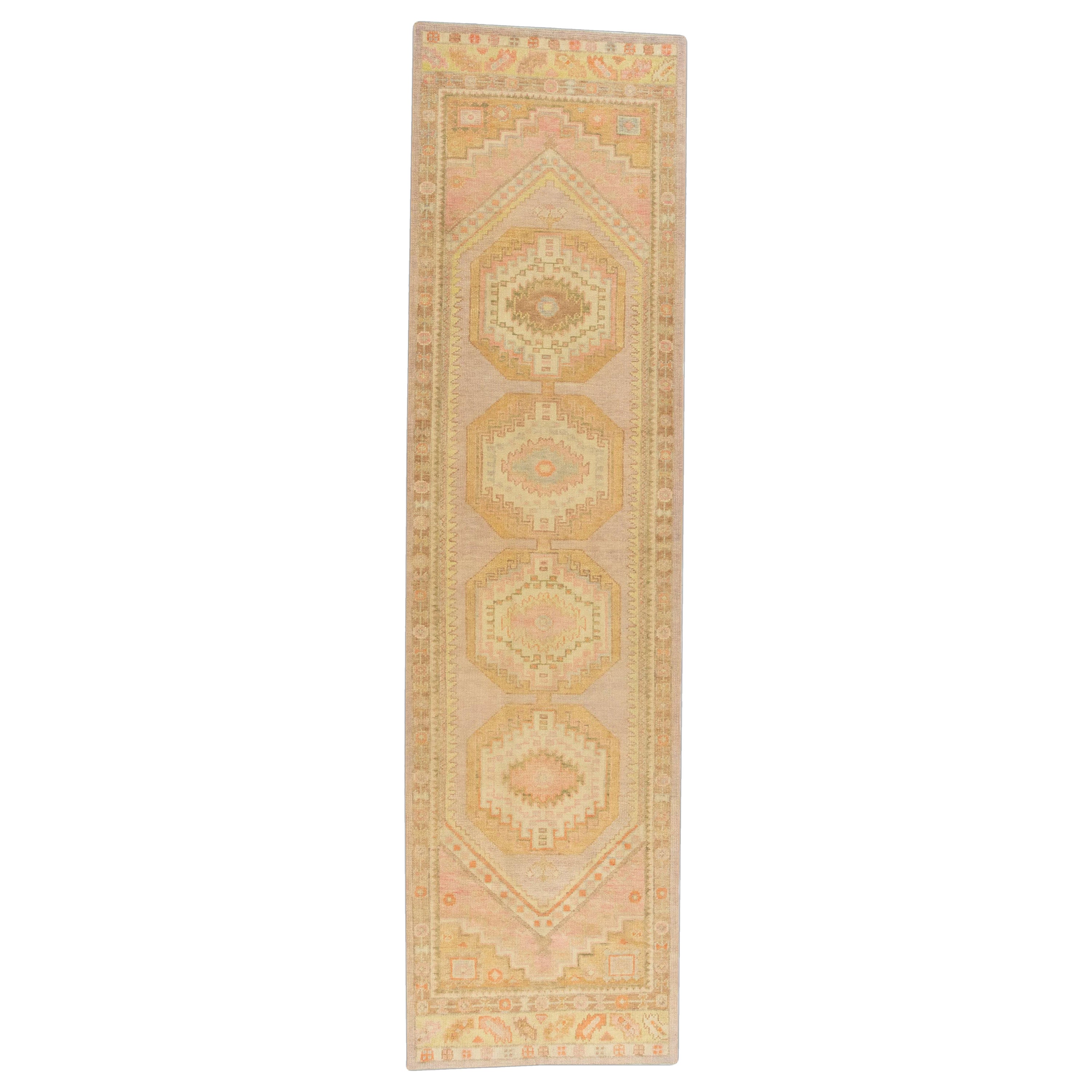 Oushak-Teppich Orientalischer handgeknüpfter türkischer Oushak 3'2" x 11'11" #896