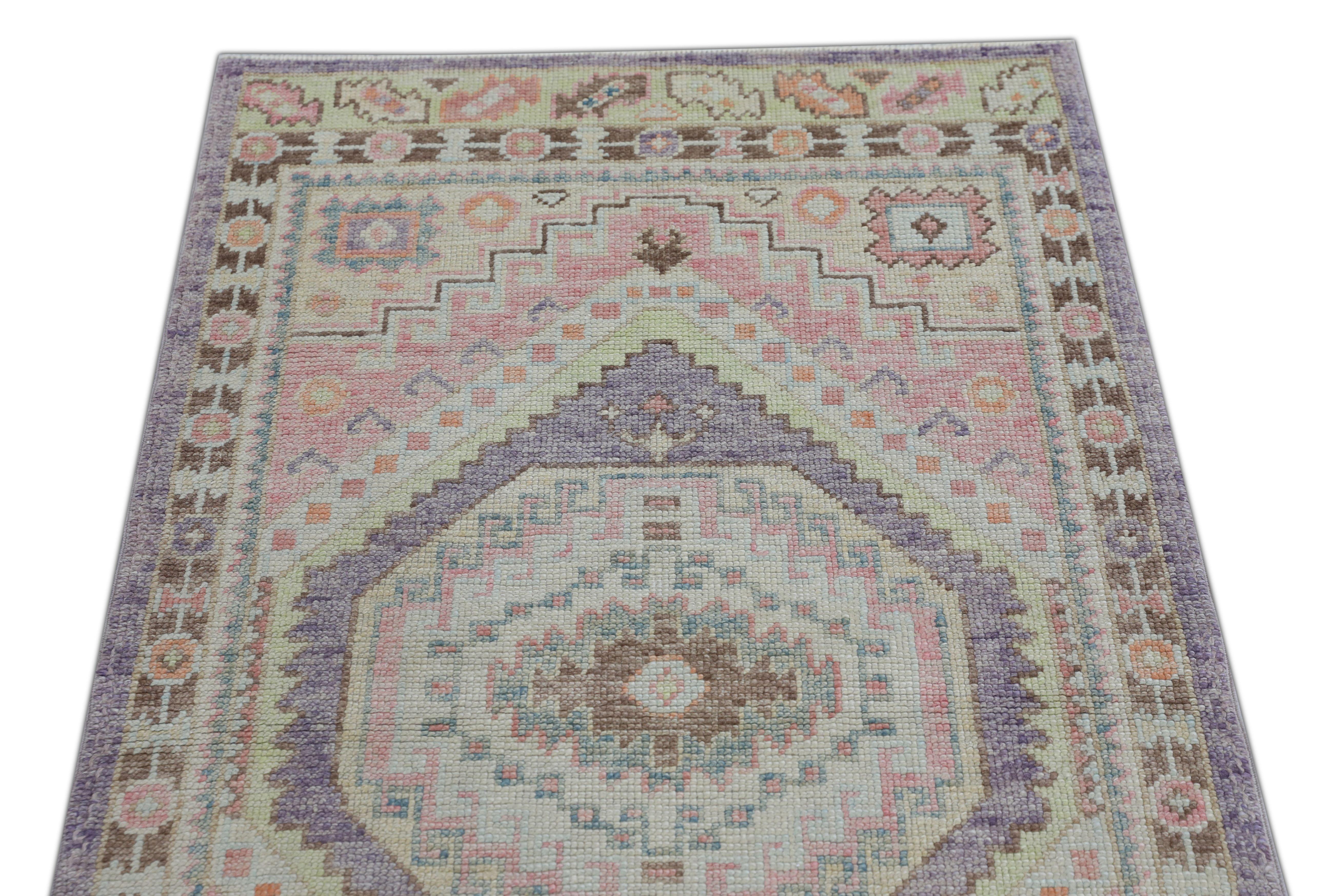 Hand-Knotted Oushak Rug Oriental Hand Knotted Turkish Oushak 3'2