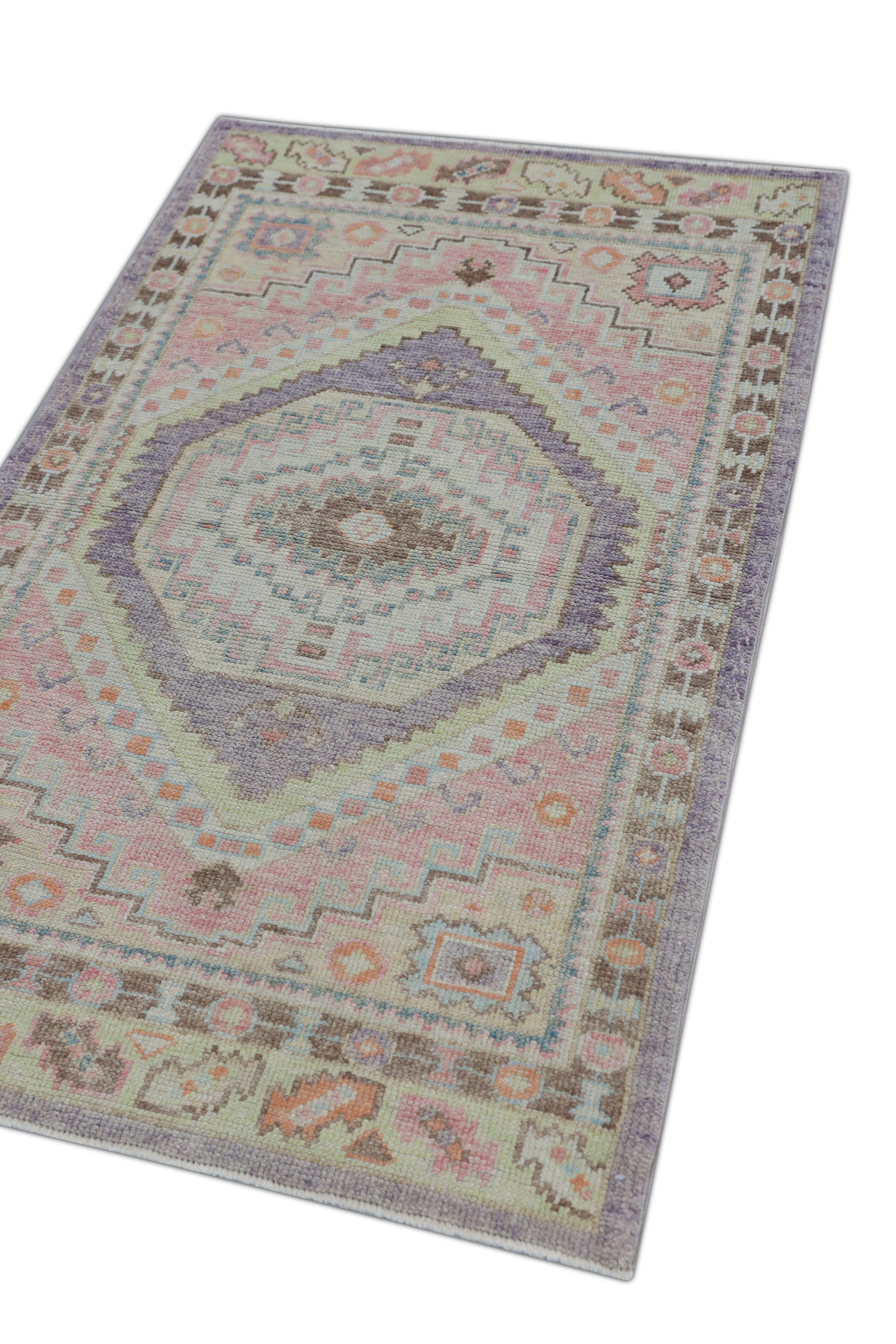 Contemporary Oushak Rug Oriental Hand Knotted Turkish Oushak 3'2
