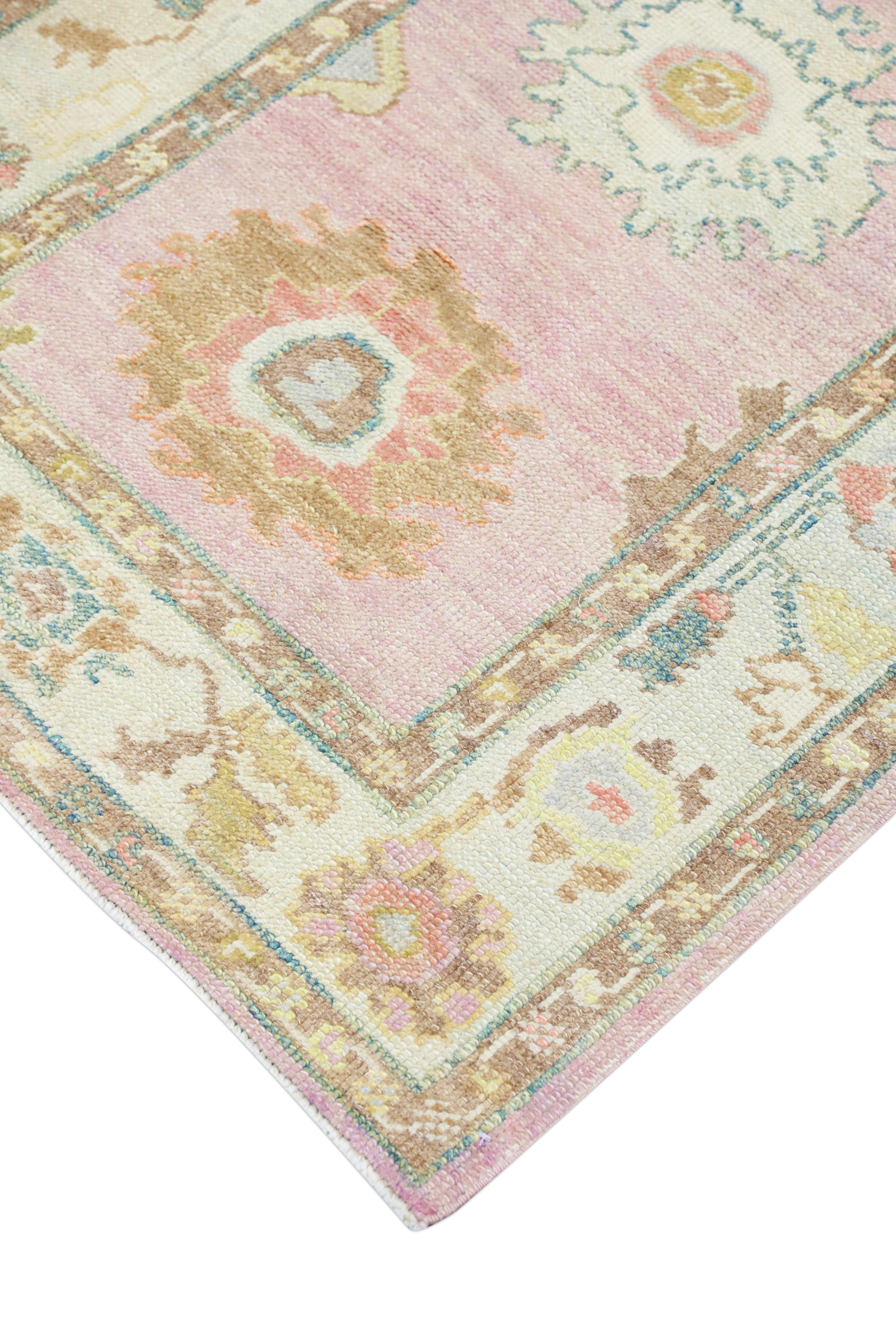 Noué à la main Tapis oriental noué à la main turc Oushak 3'2