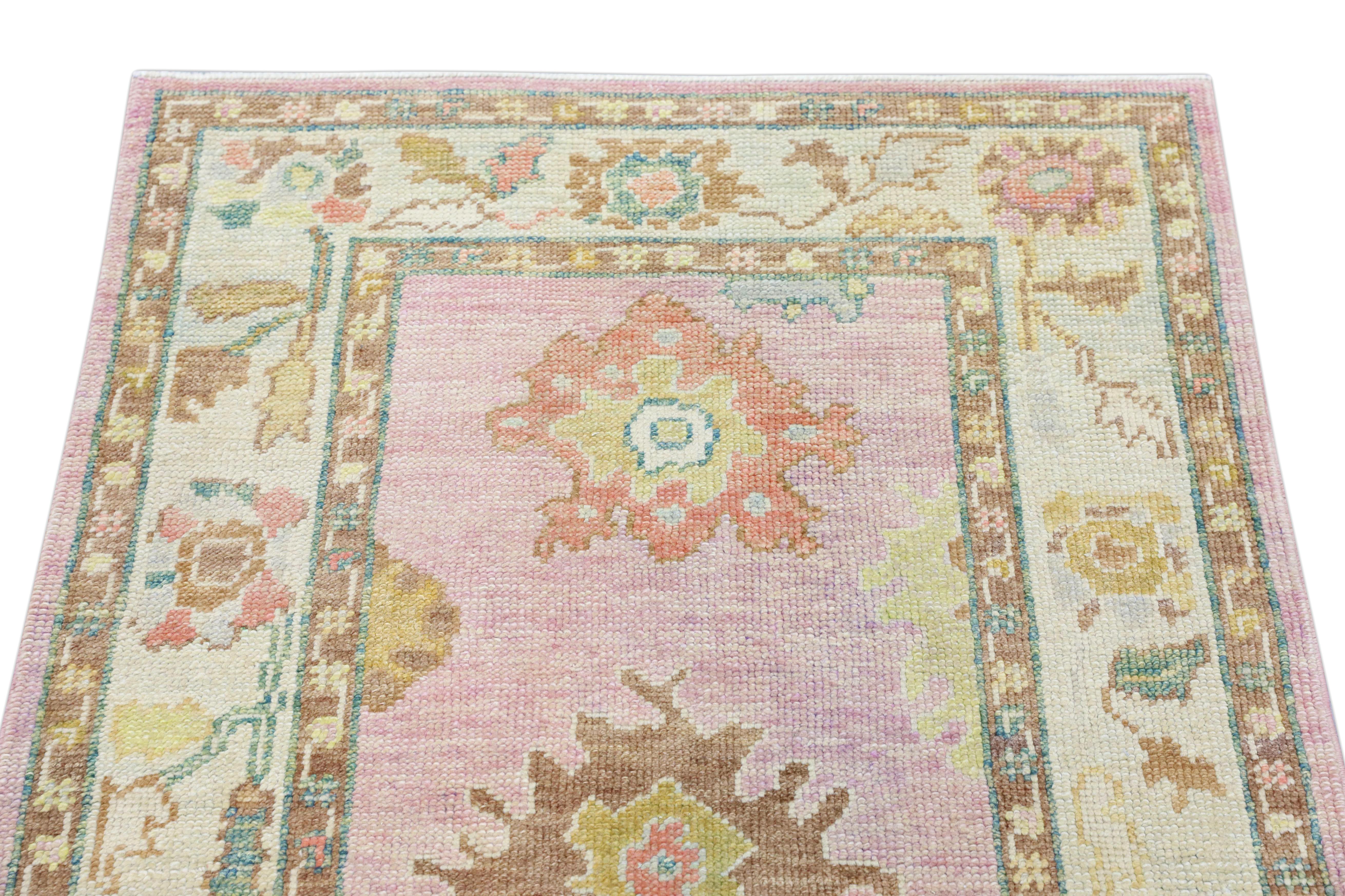 Tapis oriental noué à la main turc Oushak 3'2