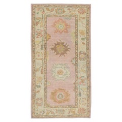 Tapis oriental noué à la main turc Oushak 3'2" x 6'1" #4425