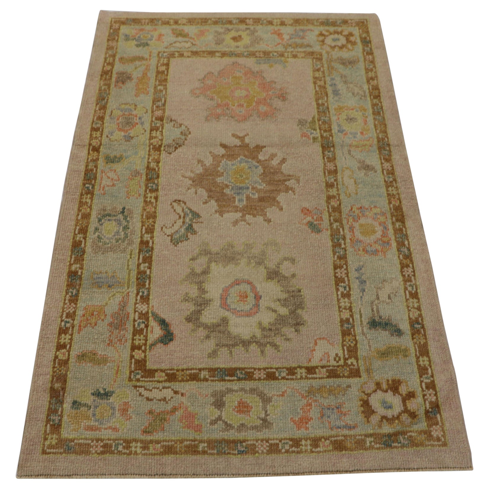 Oushak-Teppich Orientalischer handgeknüpfter türkischer Oushak 3'3" x 5'1" #2313