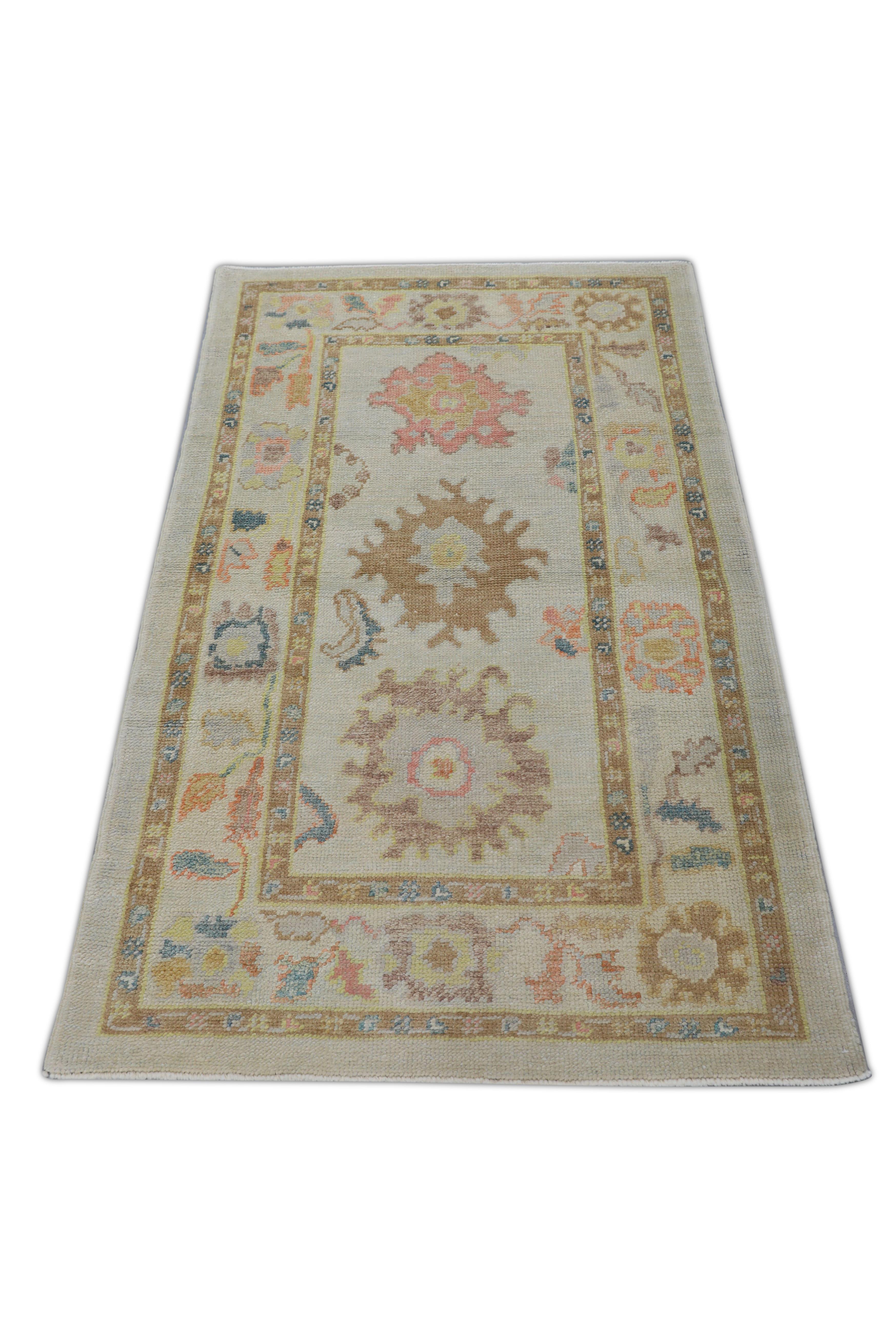 Alfombra Oushak Oriental Anudada a Mano Turca Oushak 3'3