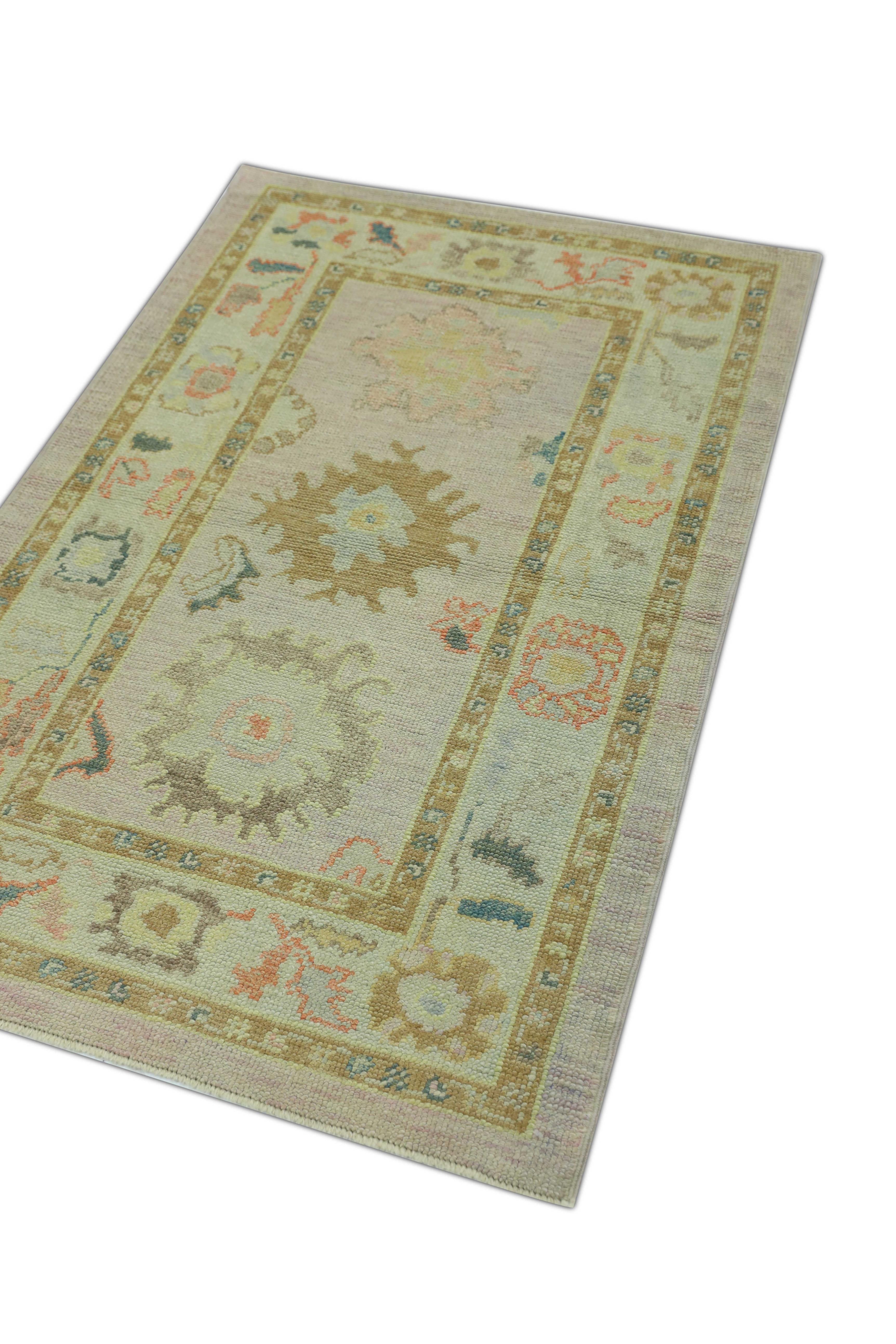 Contemporary Oushak Rug Oriental Hand Knotted Turkish Oushak 3'4