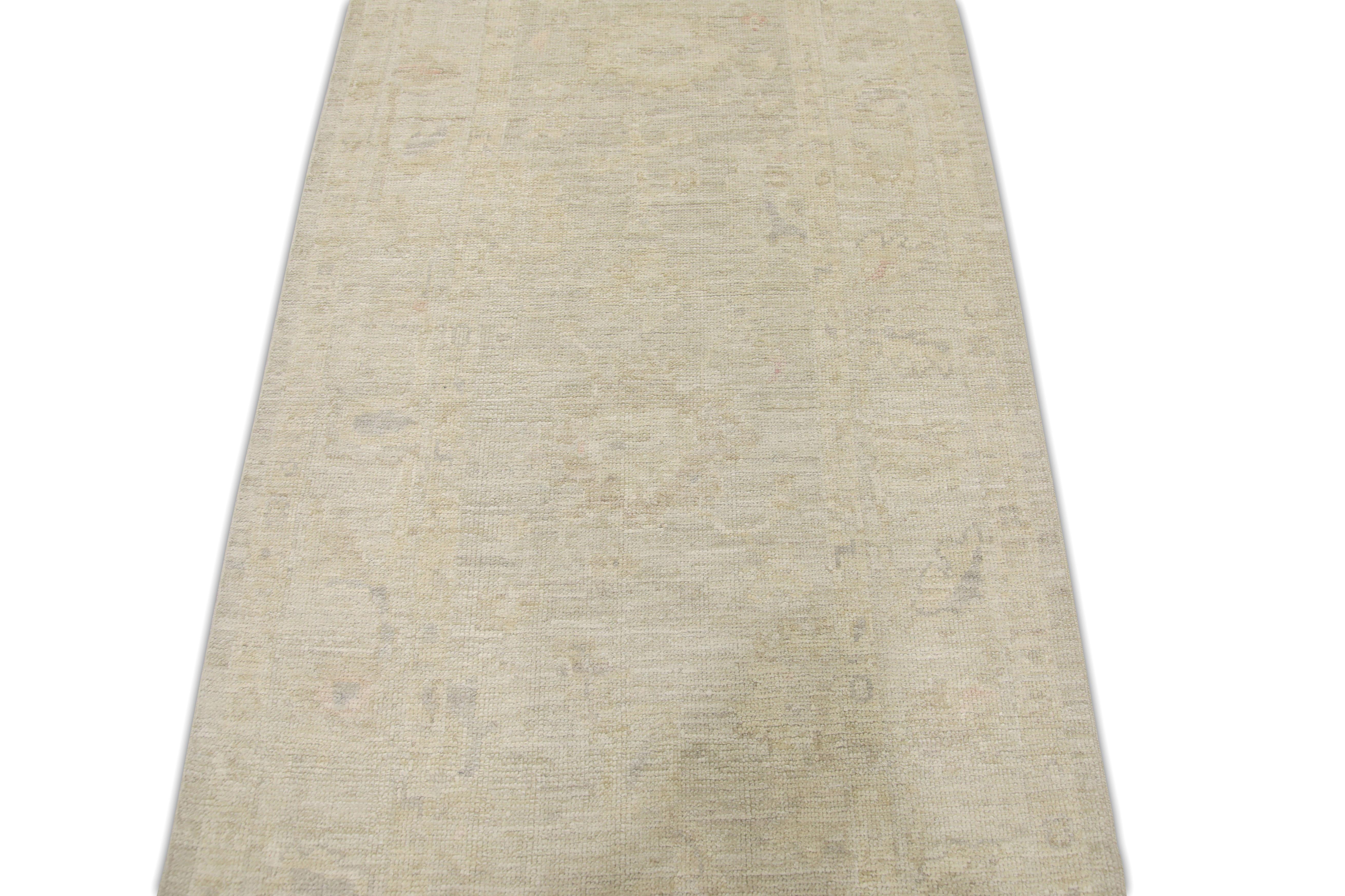 Tapis oriental noué à la main turc Oushak 3'9