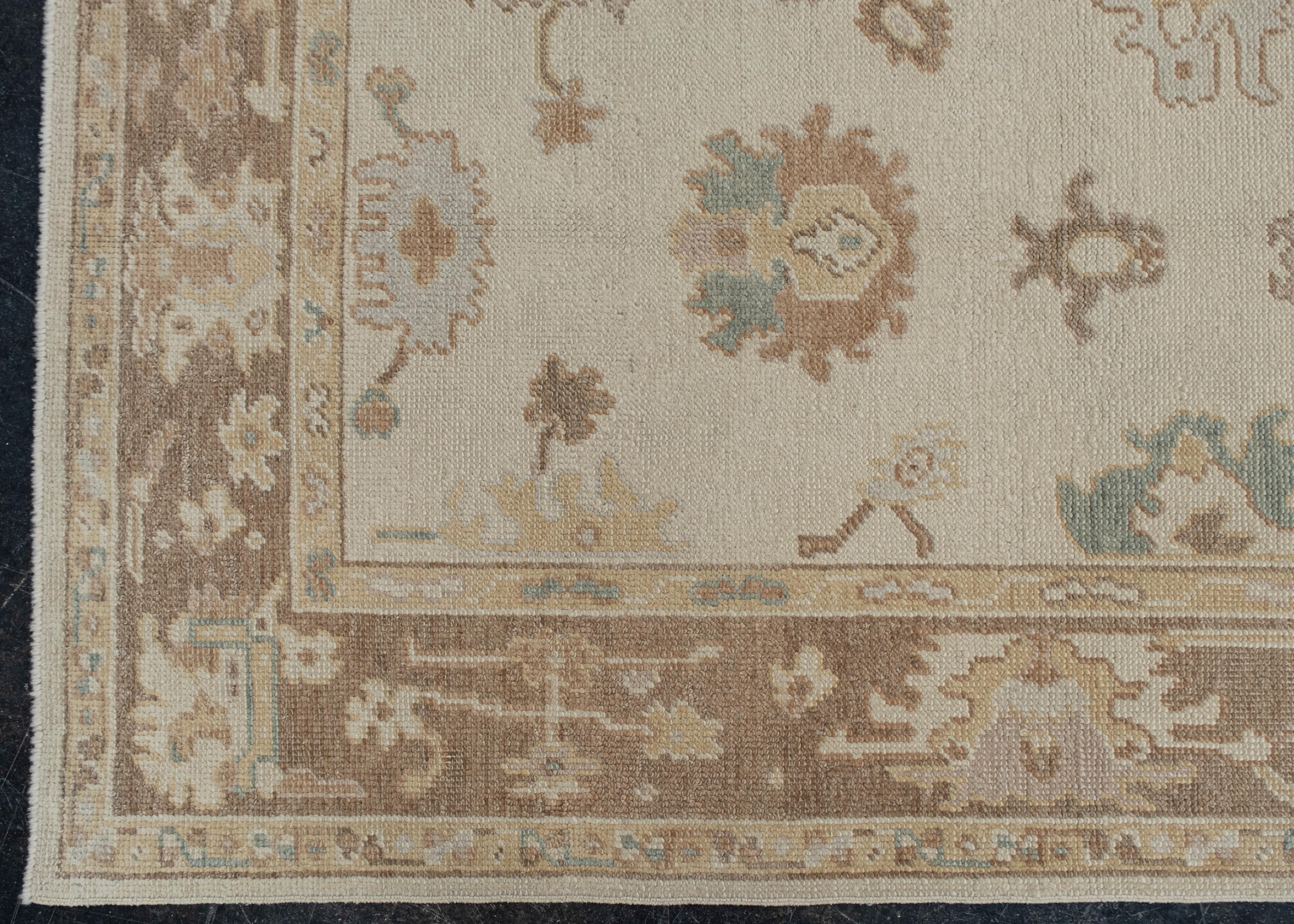 Tapis oriental noué à la main turc Oushak 3'9