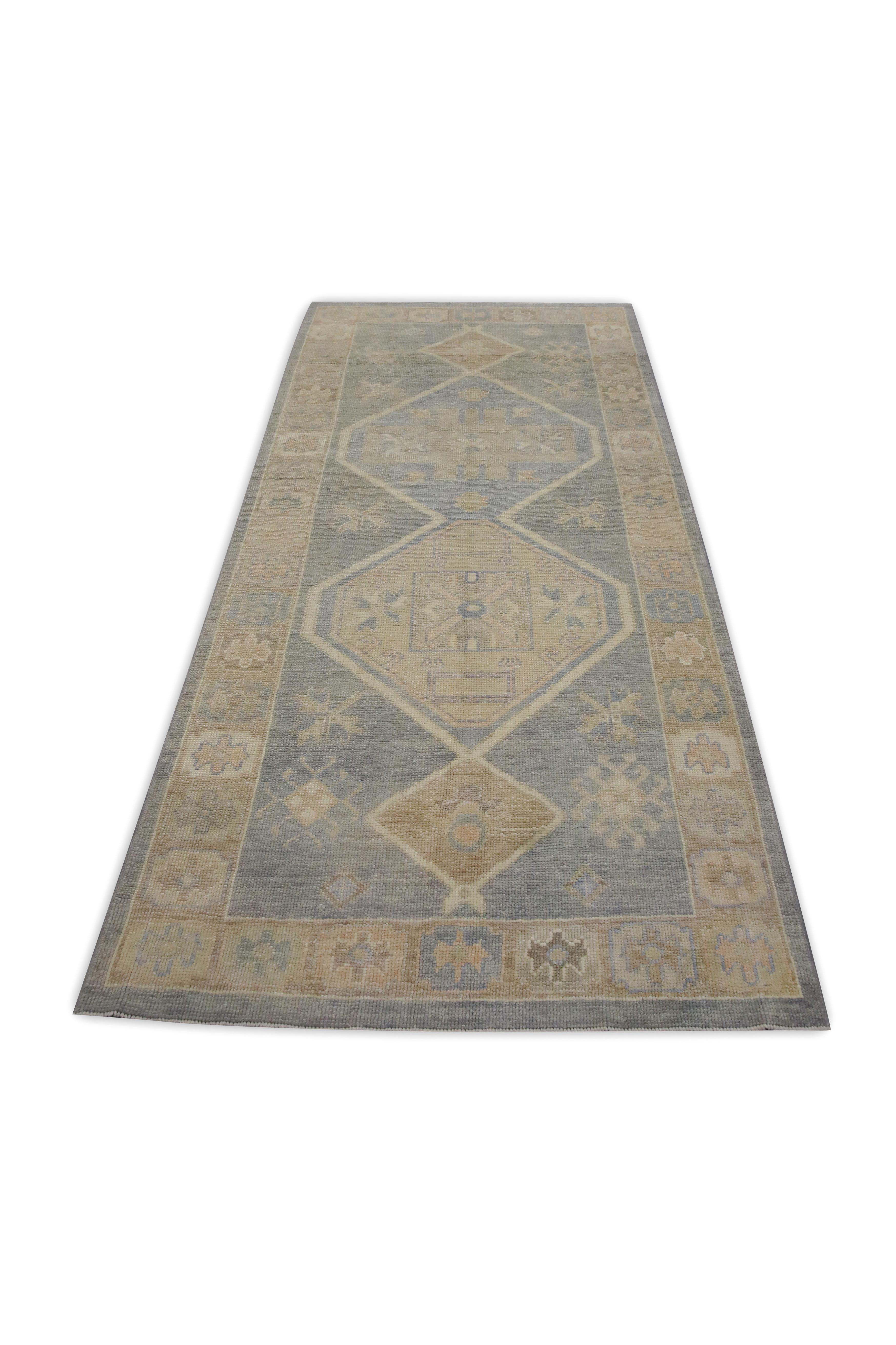 Noué à la main Tapis oriental noué à la main turc Oushak 3'9