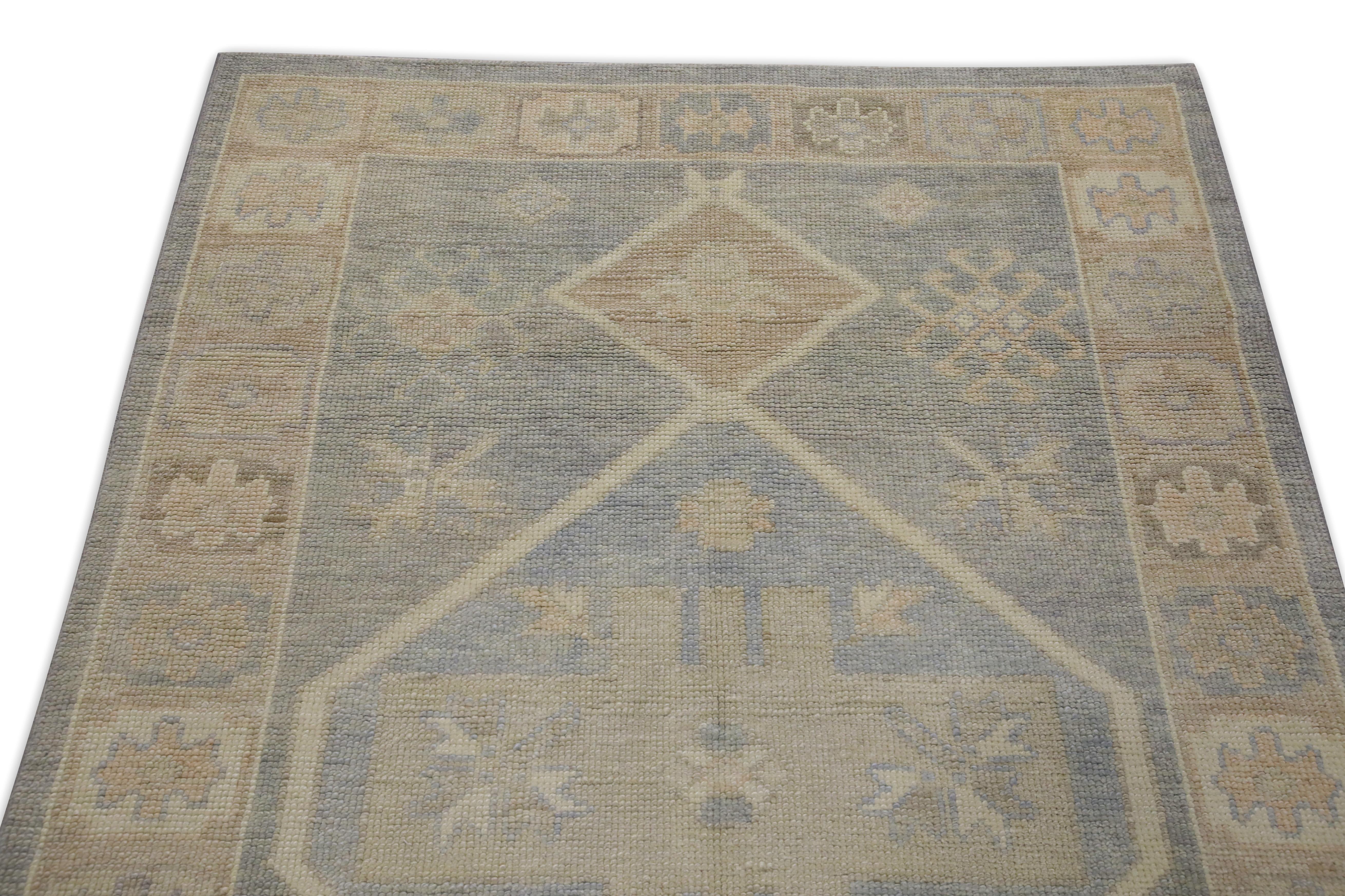 Tapis oriental noué à la main turc Oushak 3'9