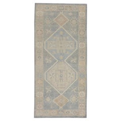 Tapis oriental noué à la main turc Oushak 3'9" x 8'6" n°8632