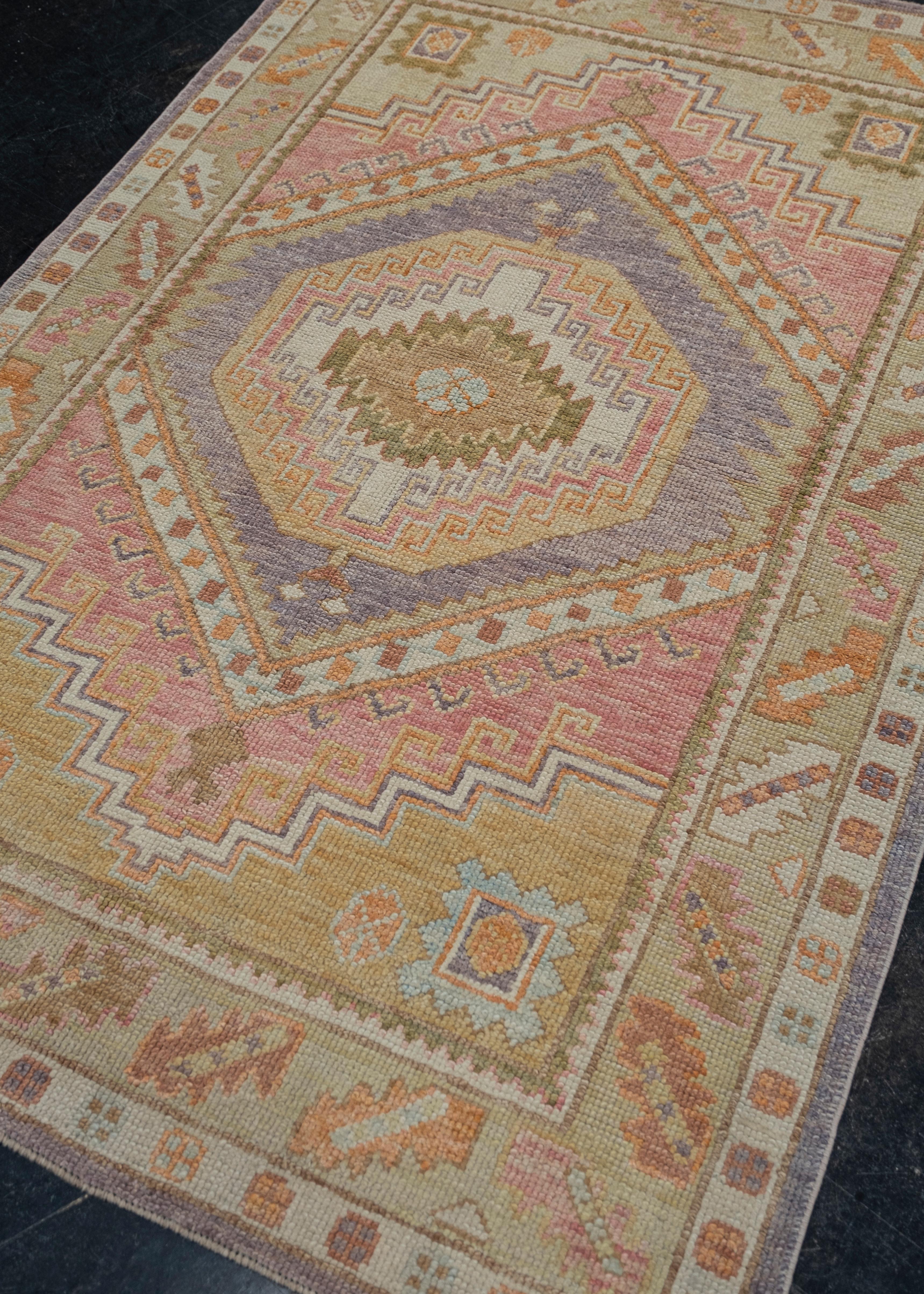 Oushak Rug Oriental Hand Knotted Turkish Oushak 4' x 5'11