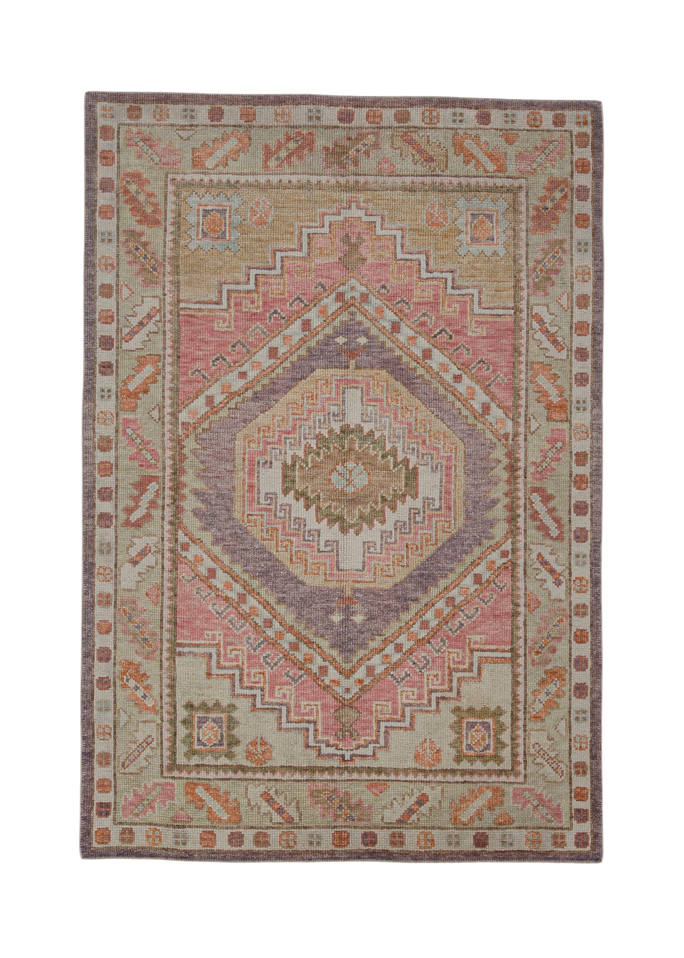 Oushak Rug Oriental Hand Knotted Turkish Oushak 4' x 5'11
