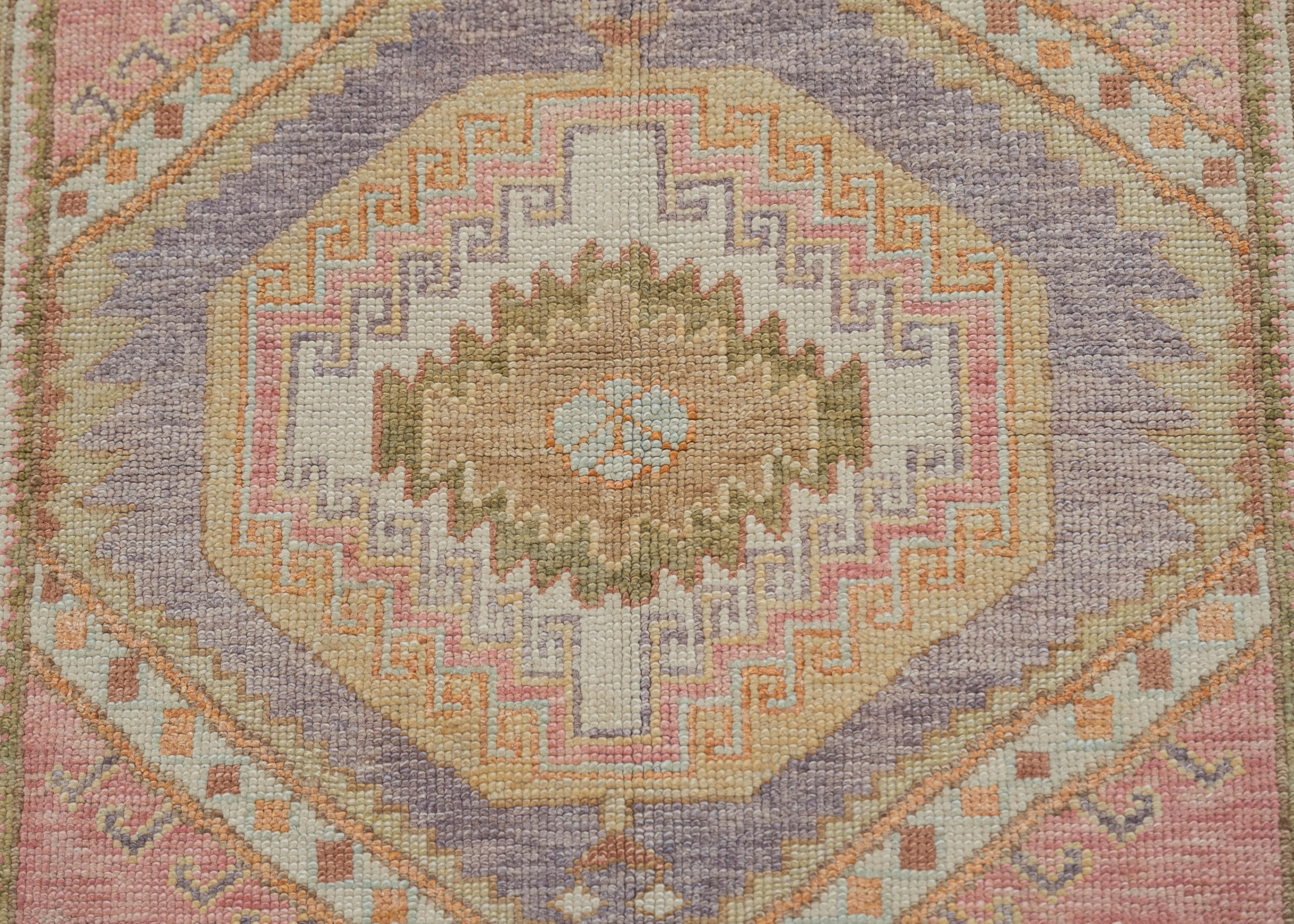 Contemporary Oushak Rug Oriental Hand Knotted Turkish Oushak 4' x 5'11