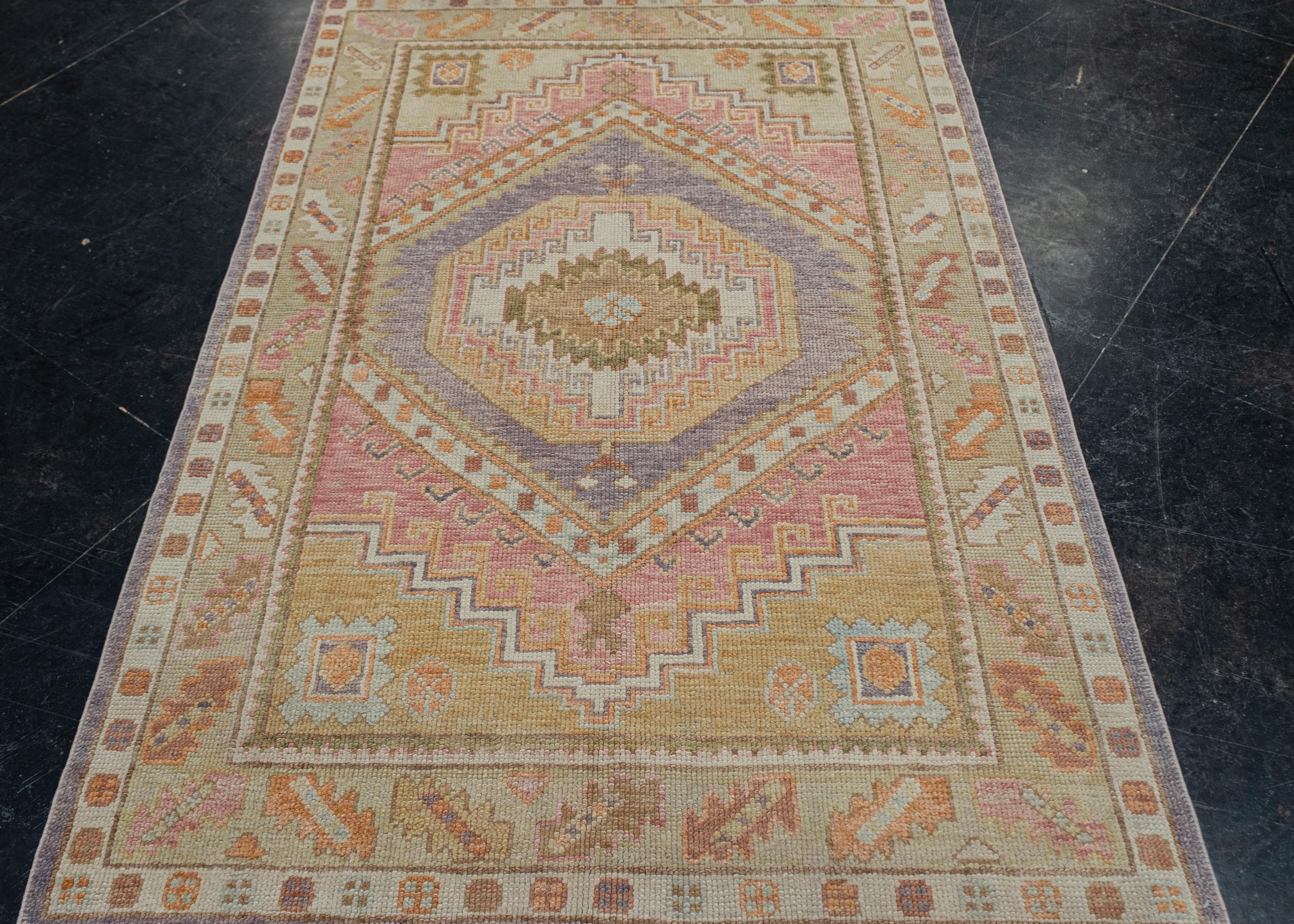 Oushak Rug Oriental Hand Knotted Turkish Oushak 4' x 5'11