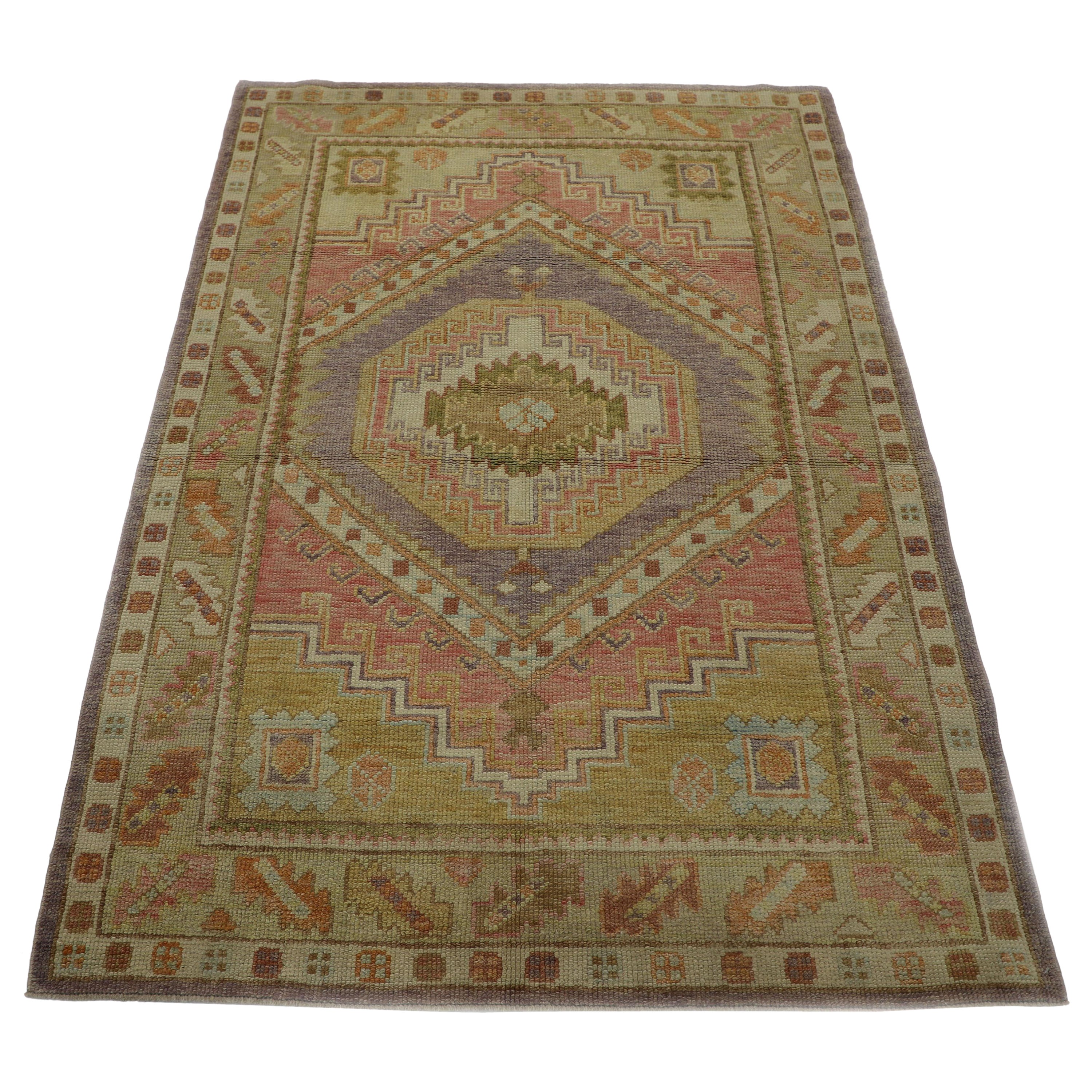Tappeto Oushak Orientale annodato a mano Turco Oushak 4' x 5'11" #2157