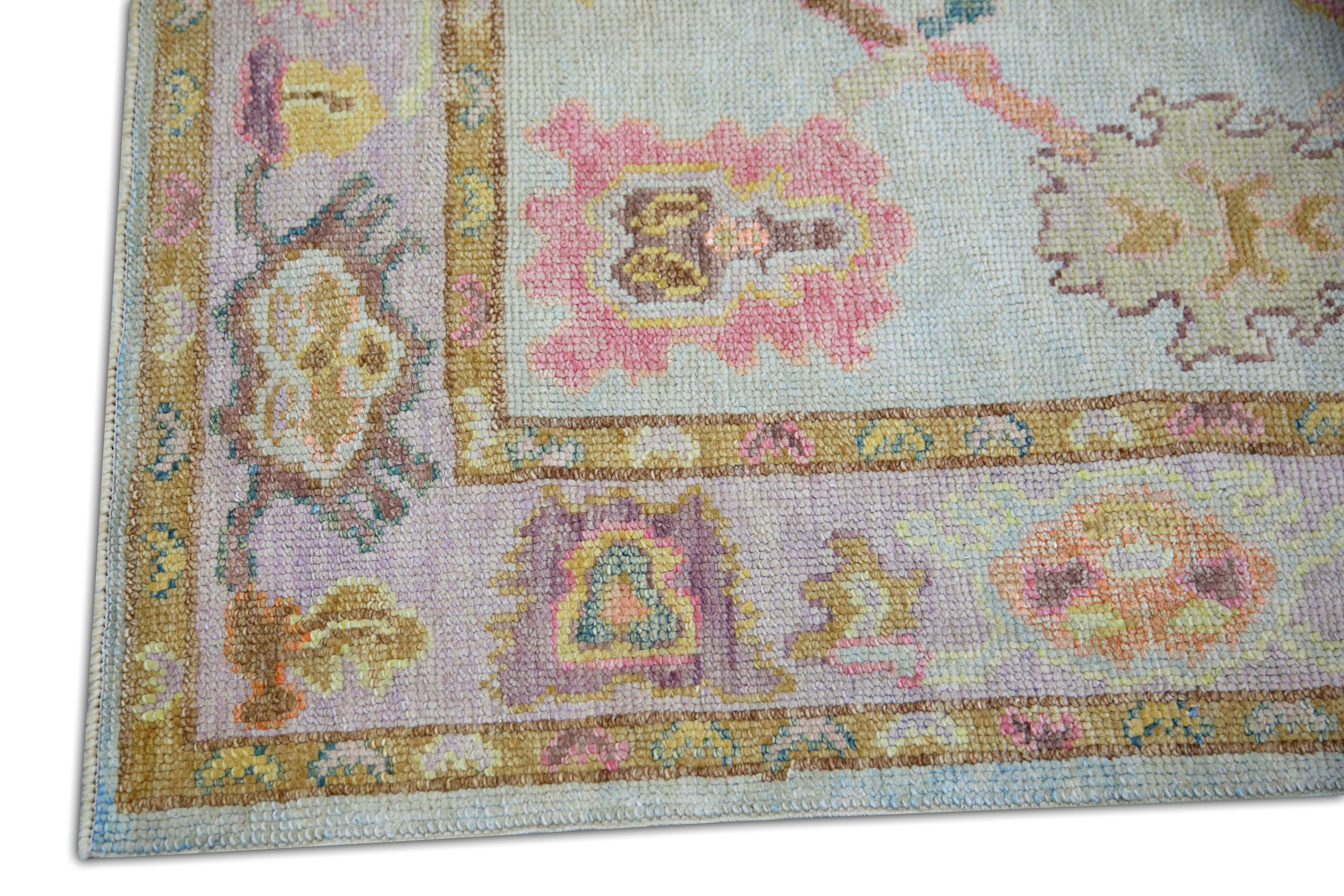 Turc Tapis oriental noué à la main turc Oushak 4' x 5'4