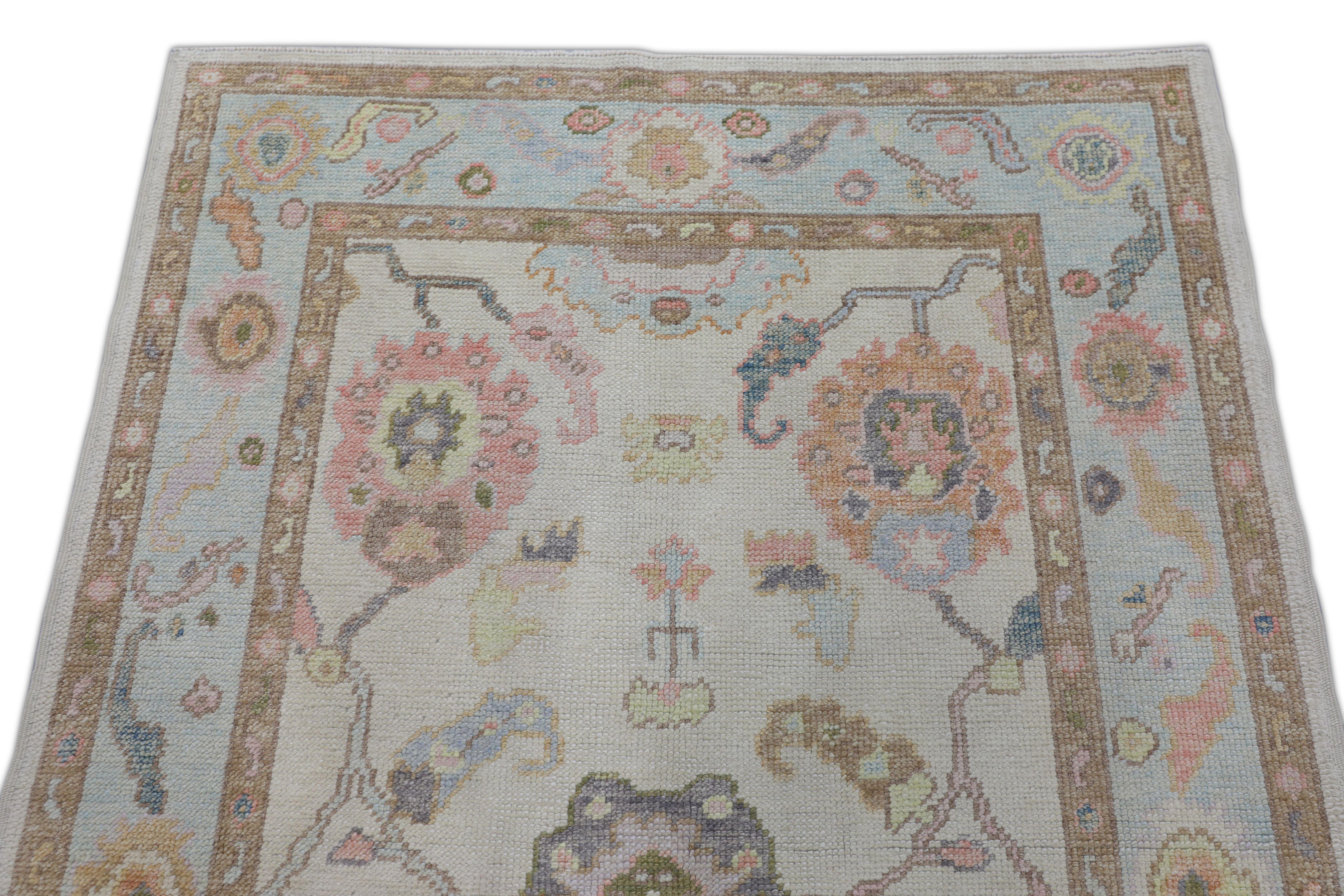 XXI secolo e contemporaneo Tappeto Oushak Orientale annodato a mano Turco Oushak 4' x 6'2