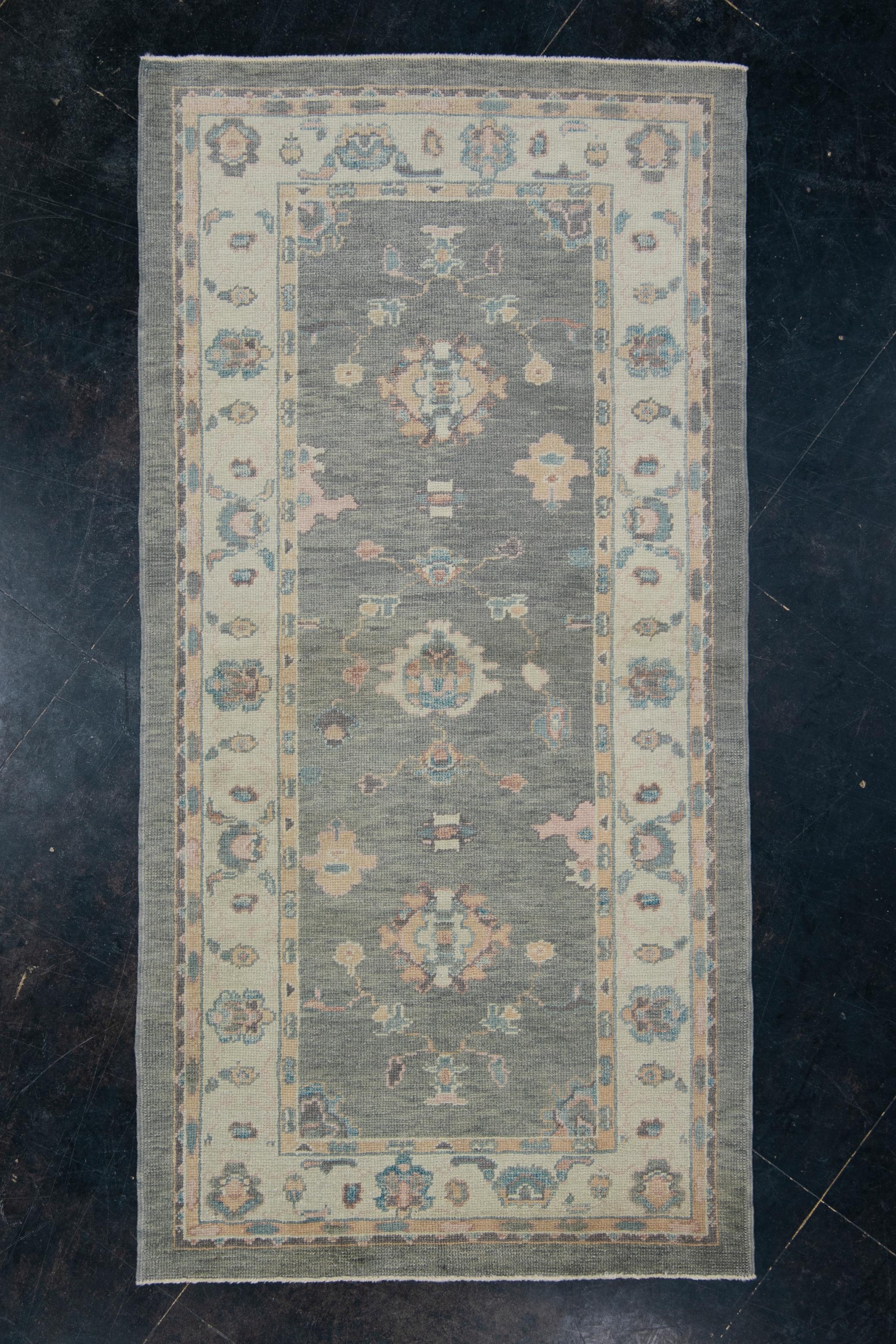 Oushak-Teppich Orientalischer handgeknüpfter türkischer Oushak-Teppich 4' x 8' #2339 im Angebot 3