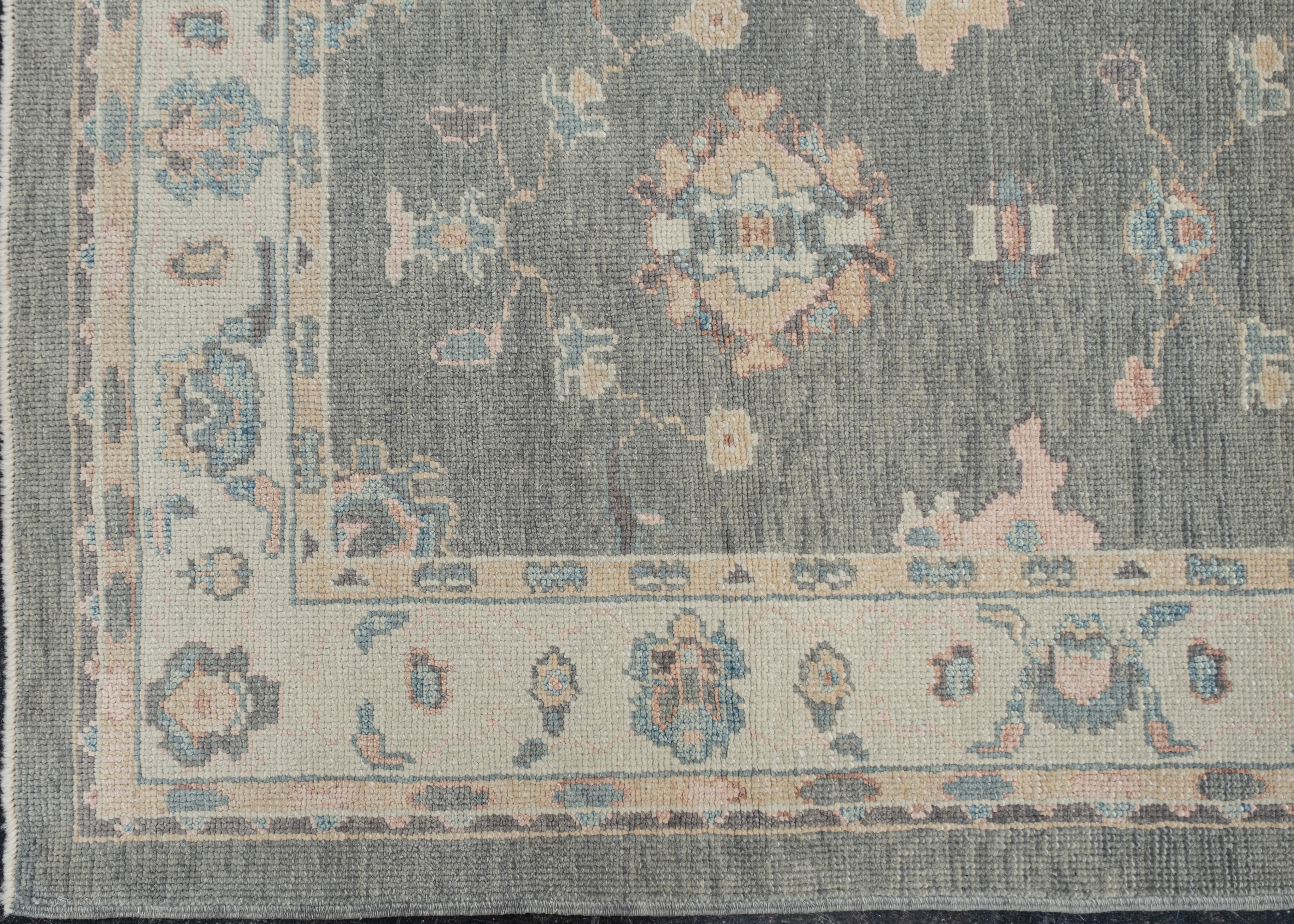 Oushak-Teppich Orientalischer handgeknüpfter türkischer Oushak-Teppich 4' x 8' #2339 (Türkisch) im Angebot