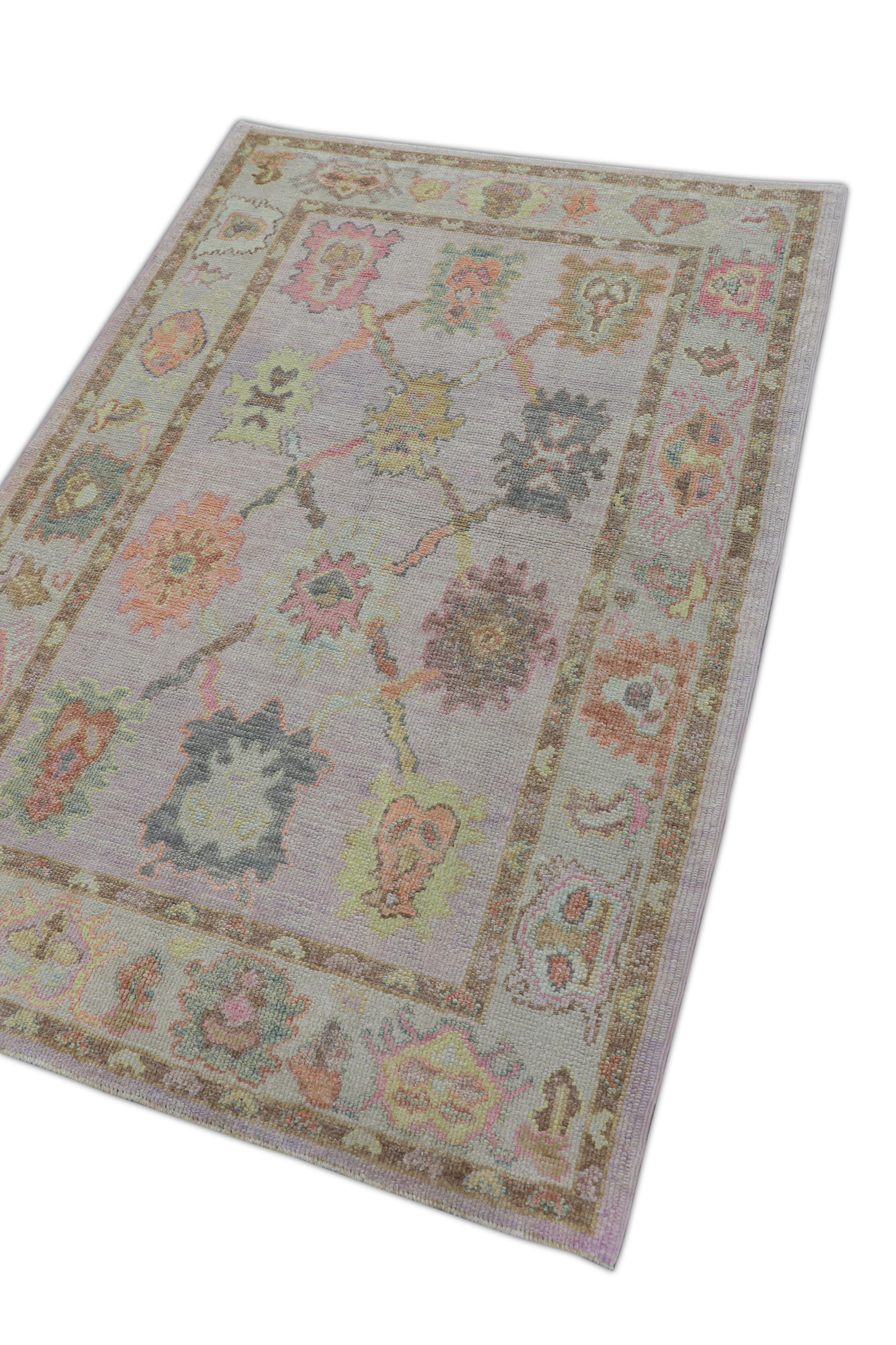 Oushak Rug Oriental Hand Knotted Turkish Oushak 4'1