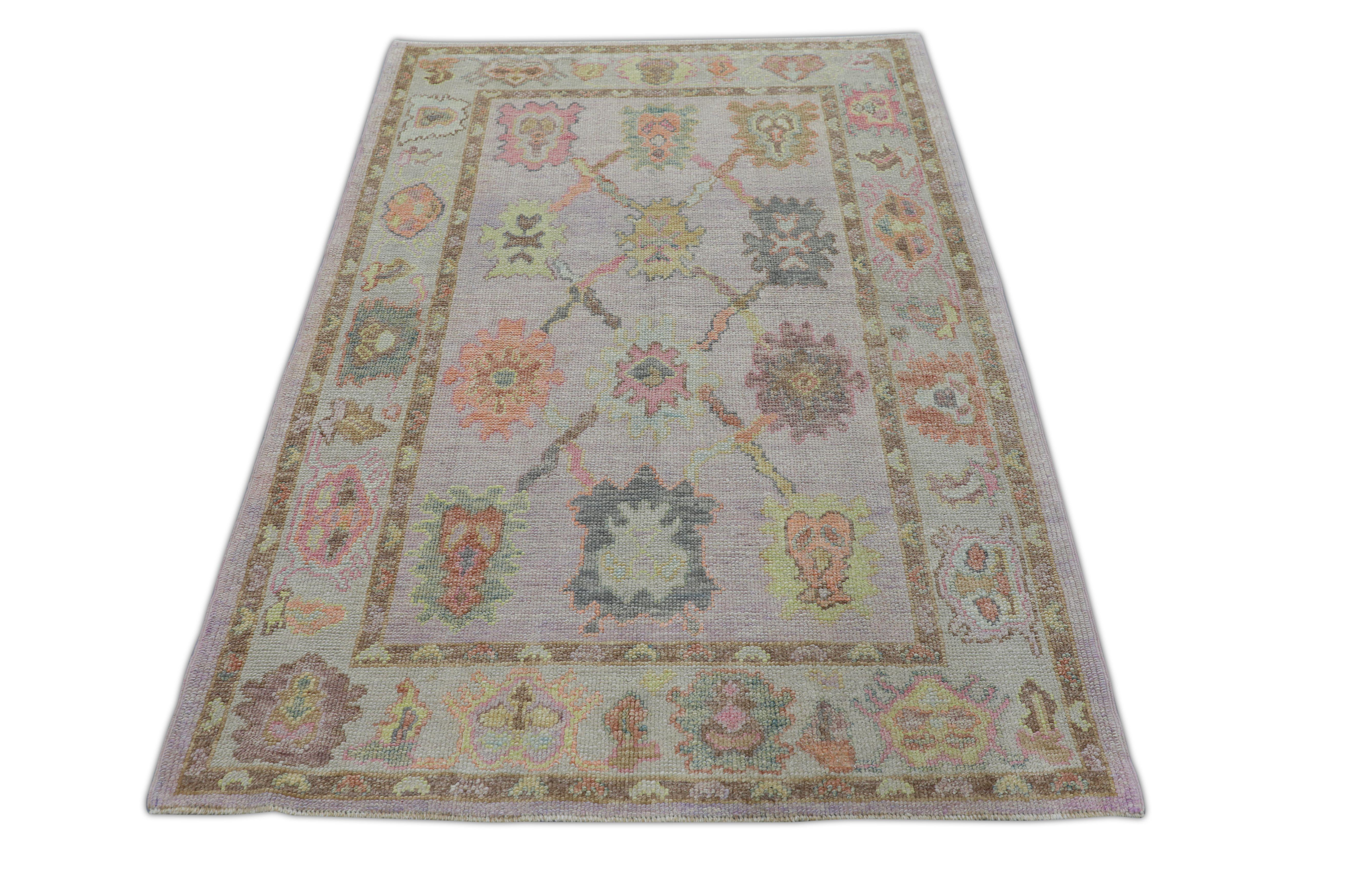 Wool Oushak Rug Oriental Hand Knotted Turkish Oushak 4'1