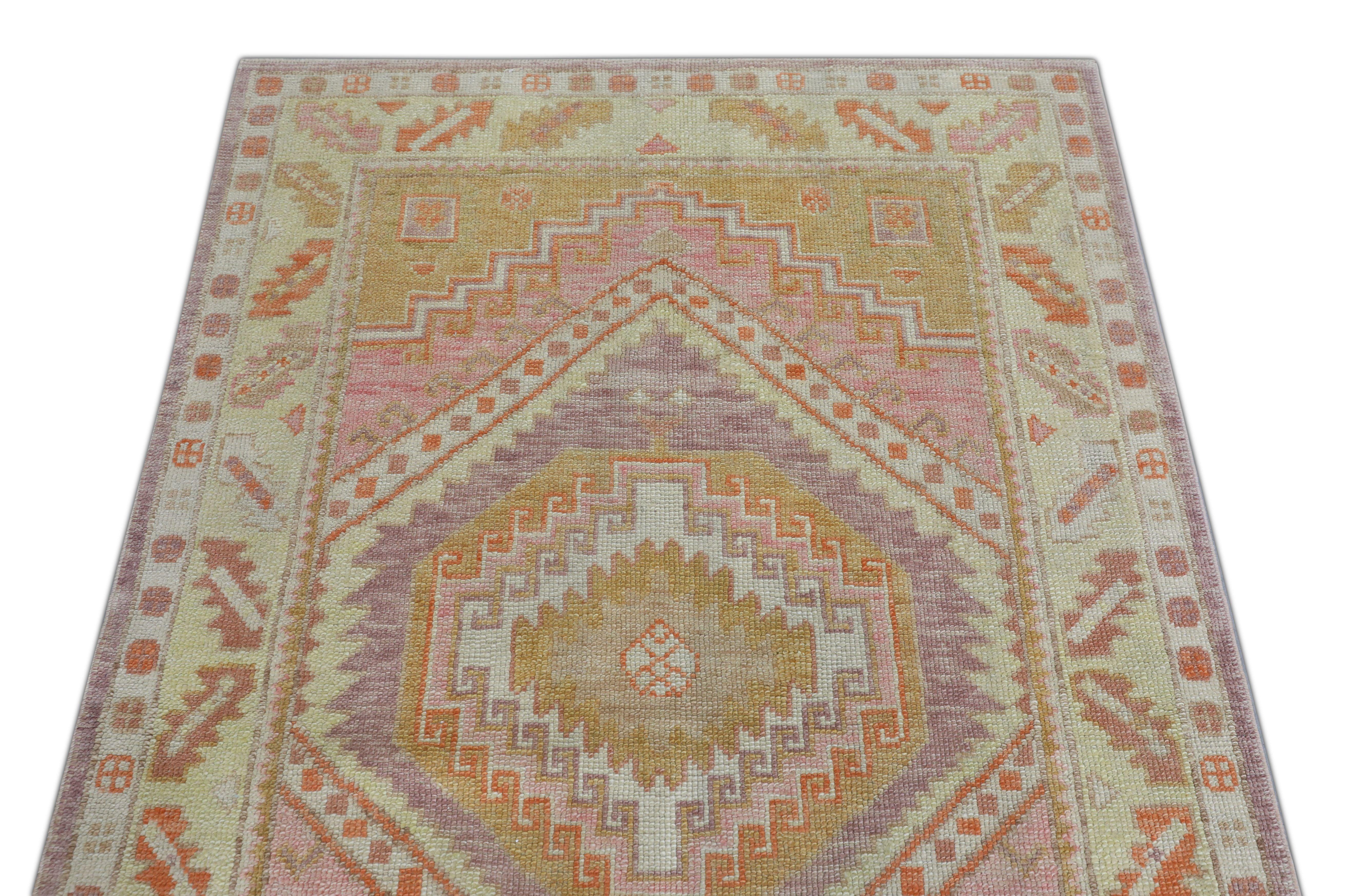 Turc Tapis oriental noué à la main turc Oushak 4'1