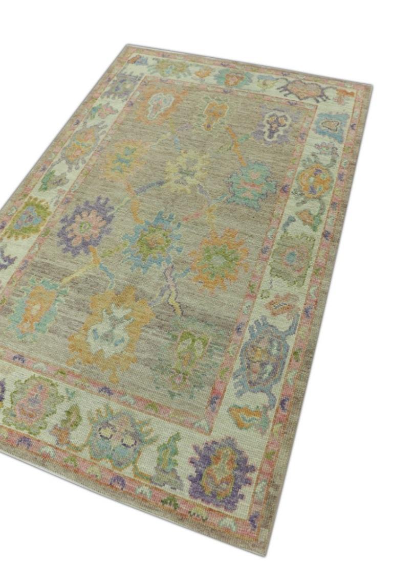 Turc Tapis oriental noué à la main turc Oushak 4'1