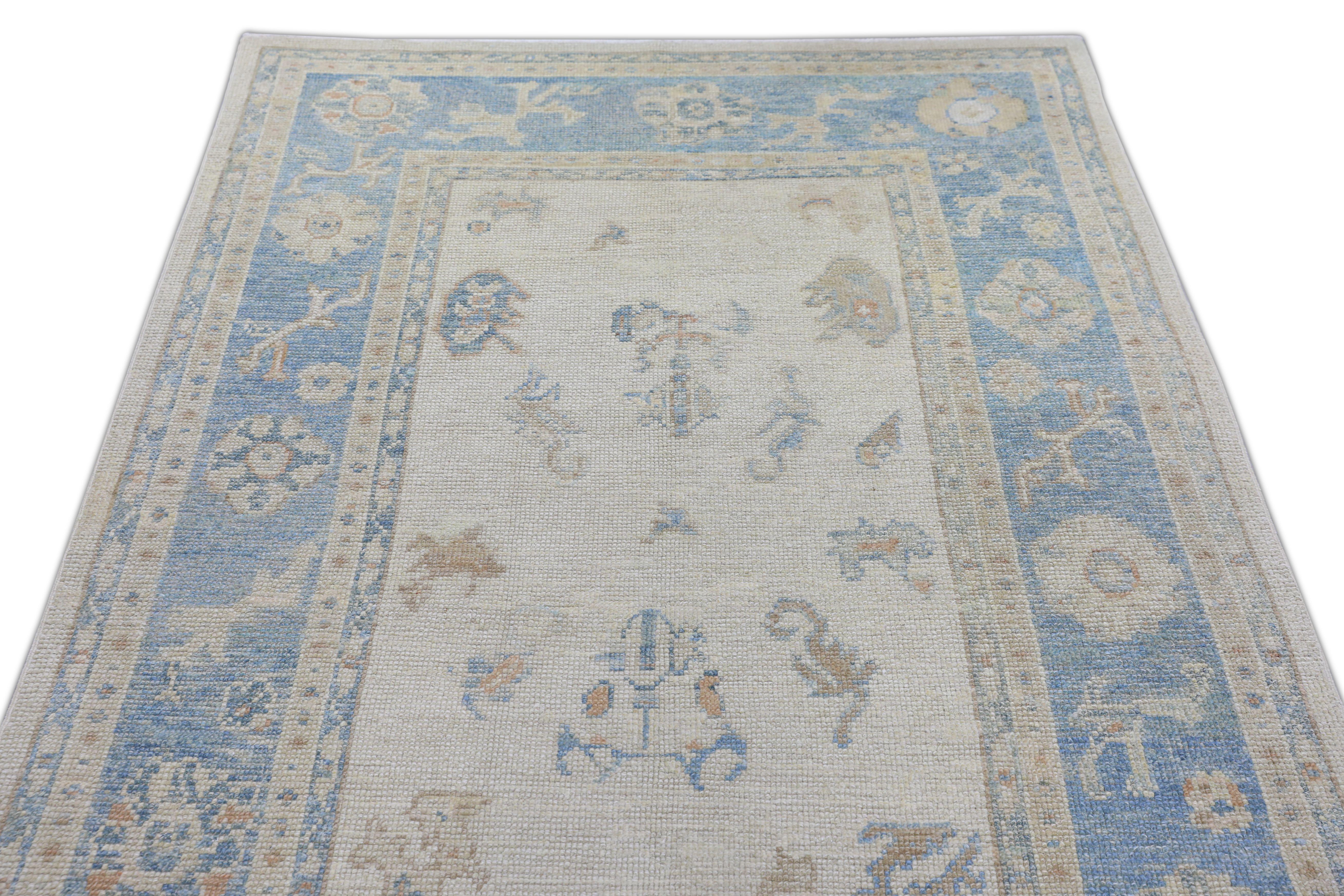 Oushak Rug Oriental Hand Knotted Turkish Oushak 4'10