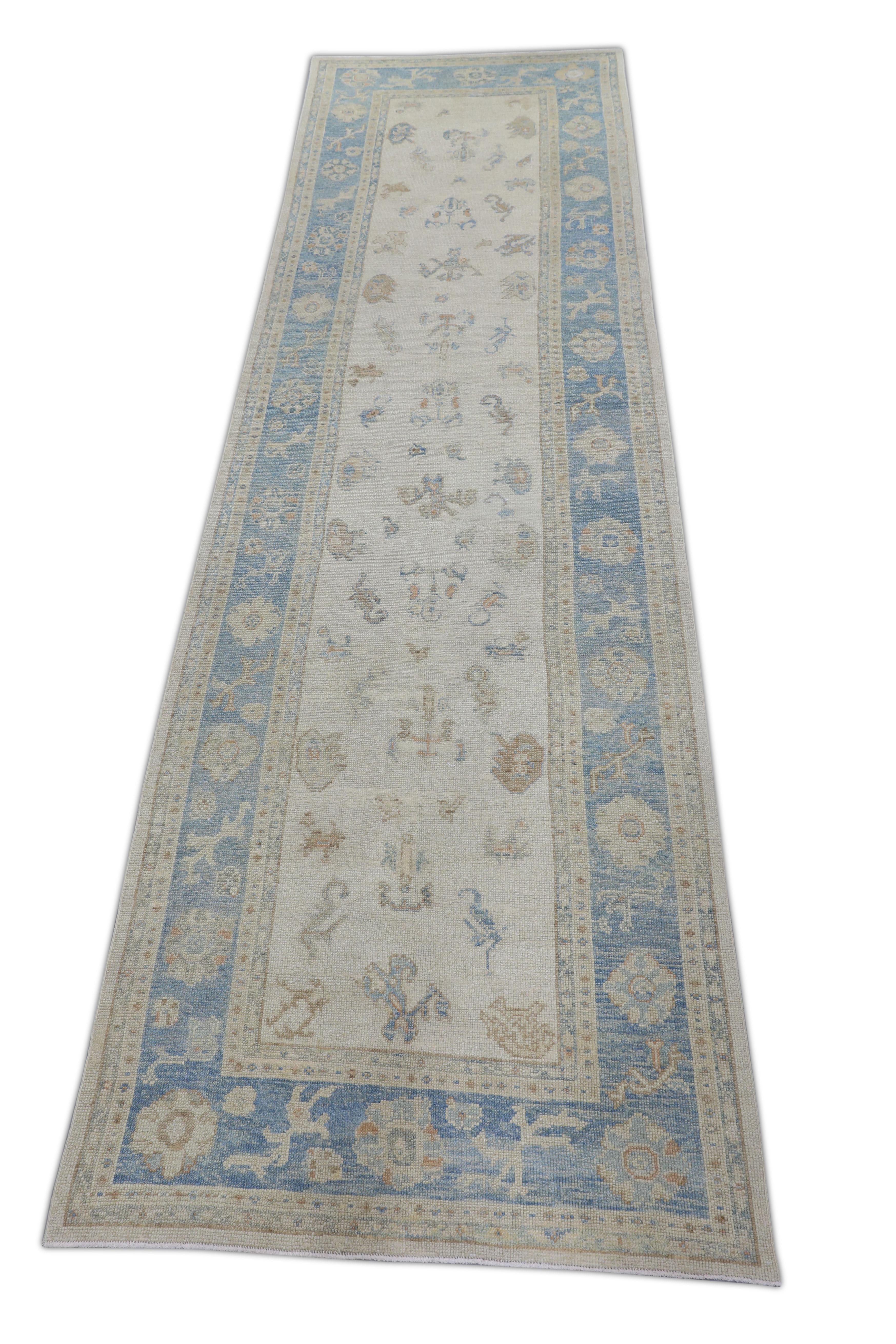 Contemporary Oushak Rug Oriental Hand Knotted Turkish Oushak 4'10