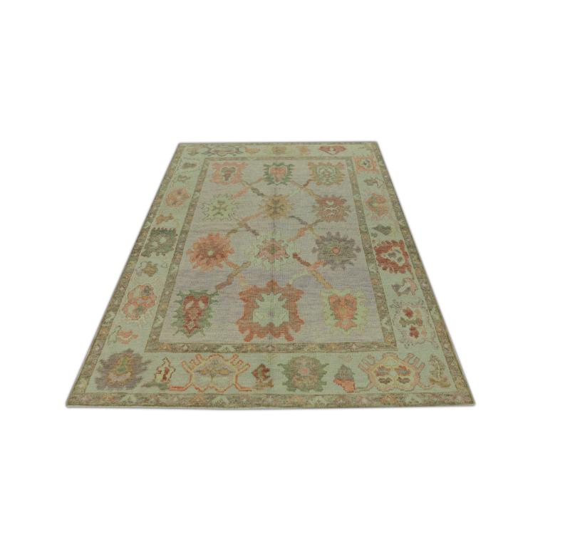Oushak Rug Oriental Hand Knotted Turkish Oushak 4'10